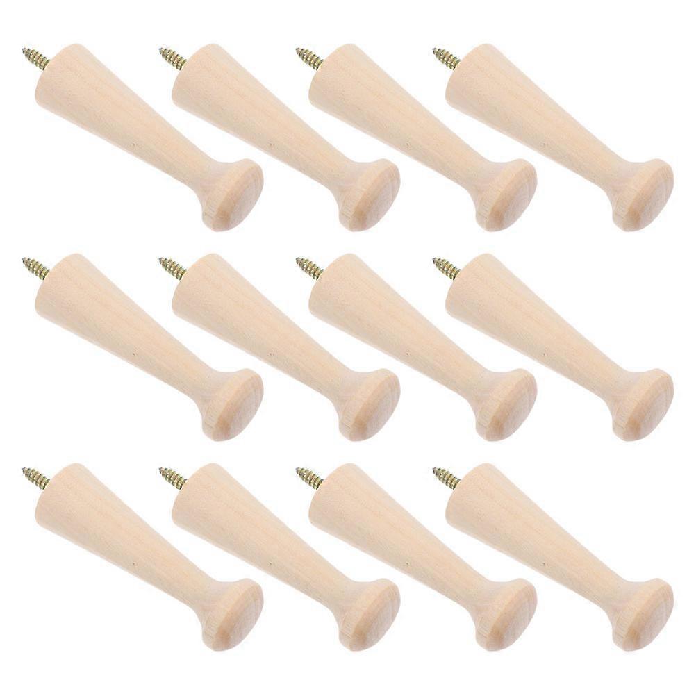 Screw-on Wood Peg Hooks for Hanging Bags 36Pcs Unfinished