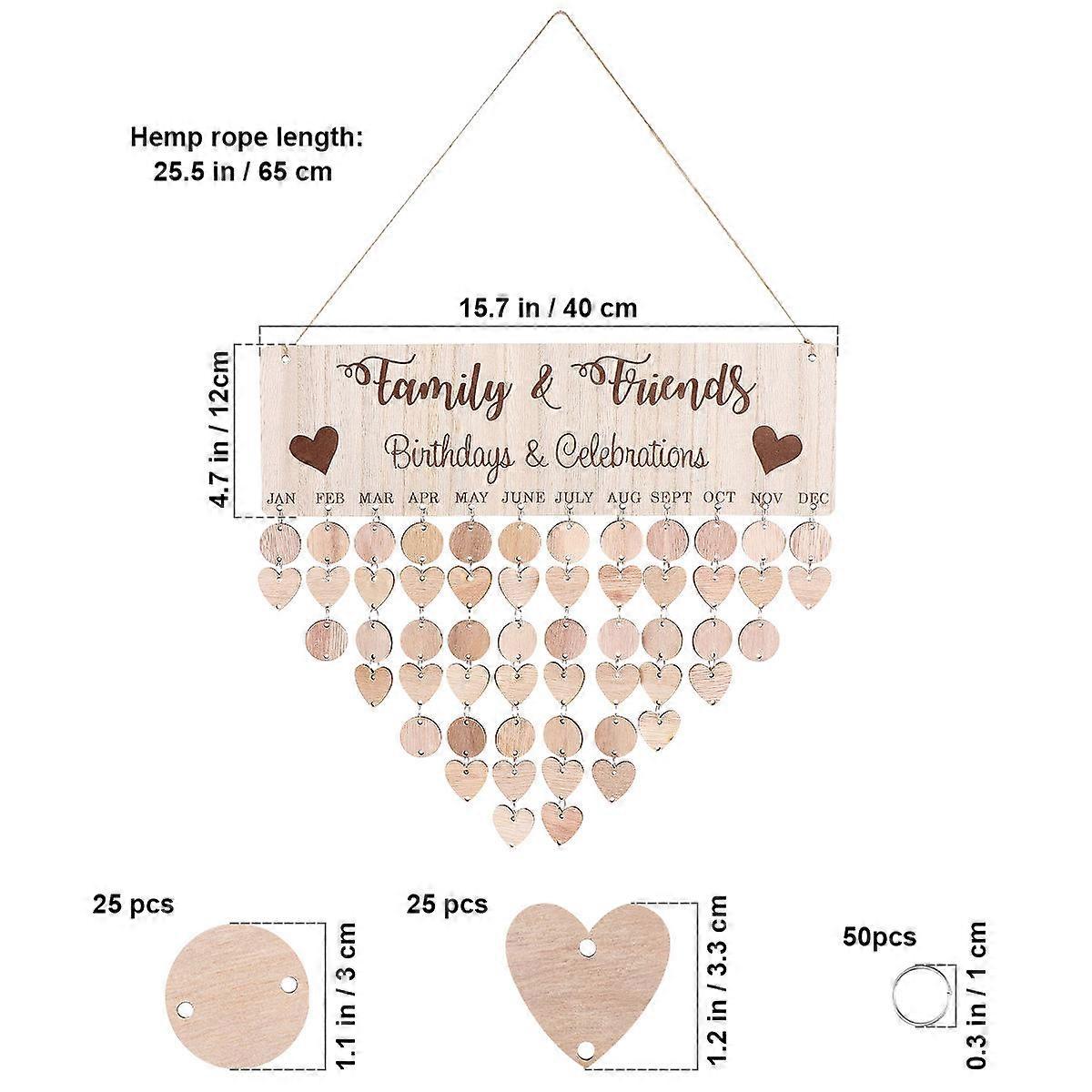 Wooden Block Calendar Lioobo for Anniversary Reminder 3Pcs Hanging Decor