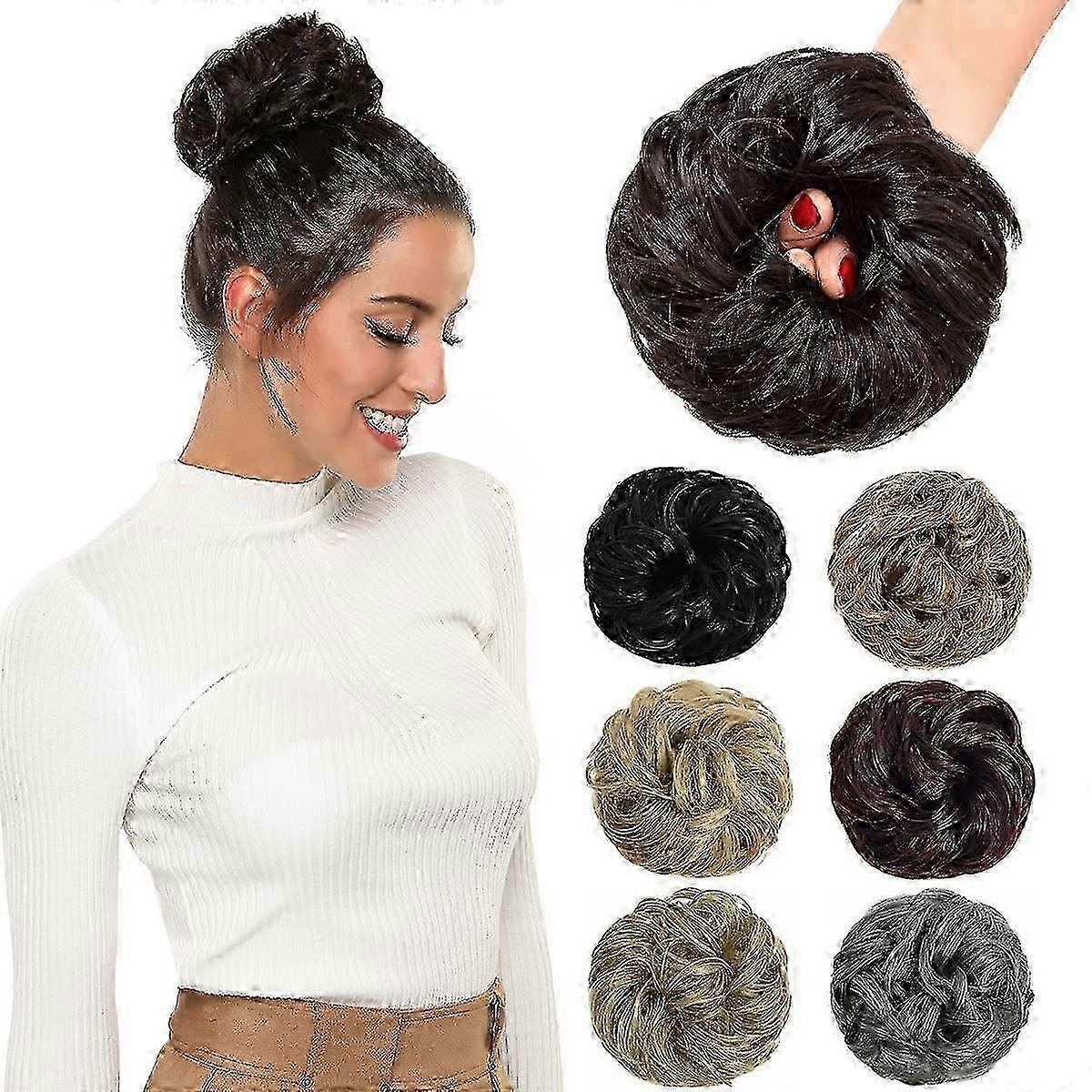 Messy Bun Hair Extensions for kvinner - Curly Updo Scrunchie Bun Piece for enkel styling