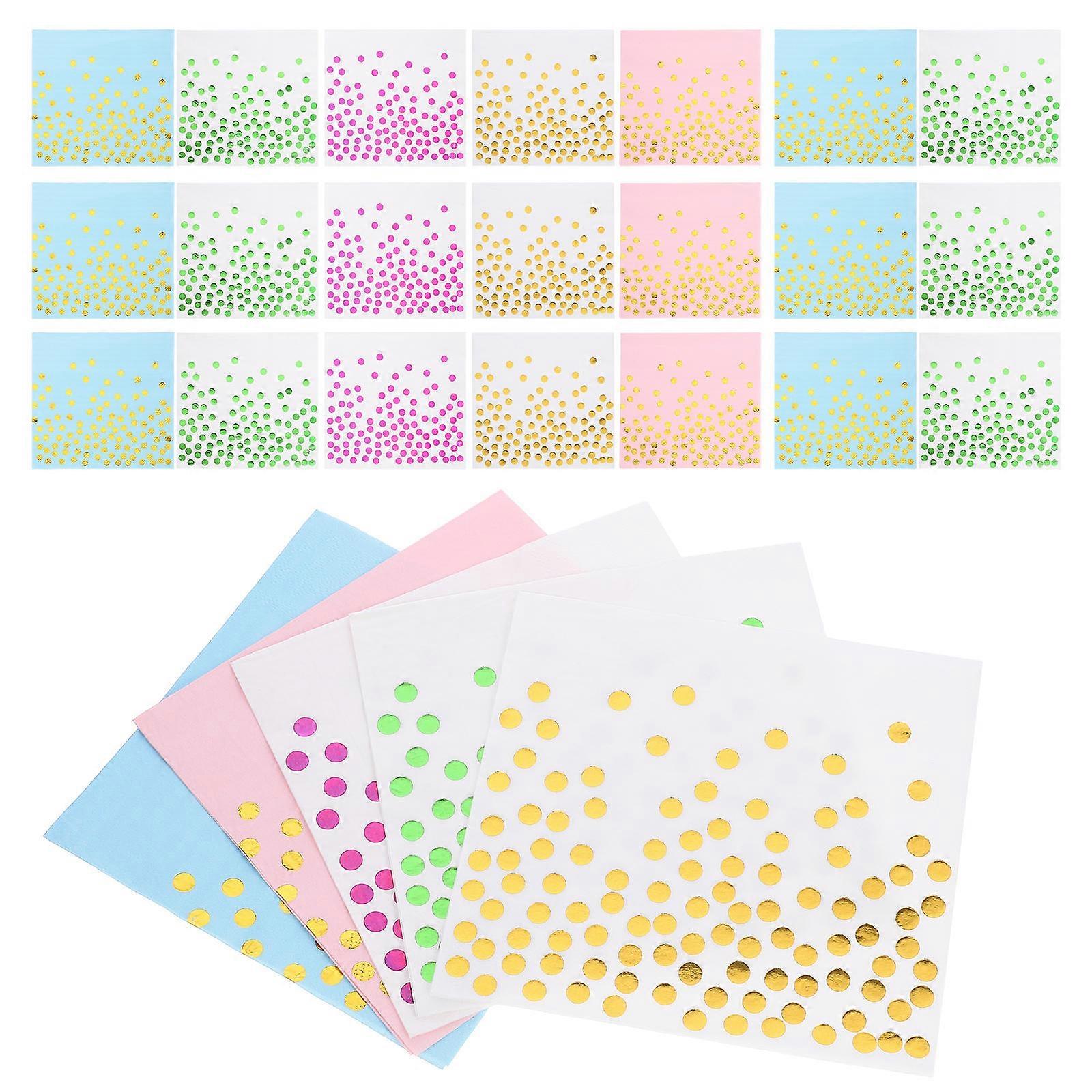 5Packs Golden Dotted Paper Napkin Disposable for Party Use Assorted Color