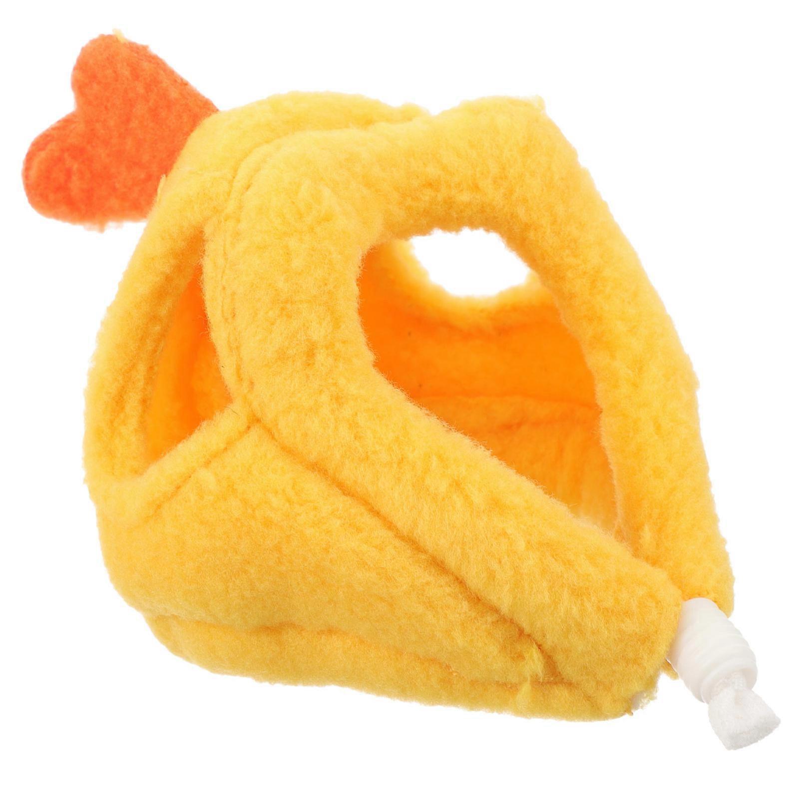 Hamster Hat Cartoon Shape Small Pets Yellow Plush Photo Prop Adjustable Strap 1Set