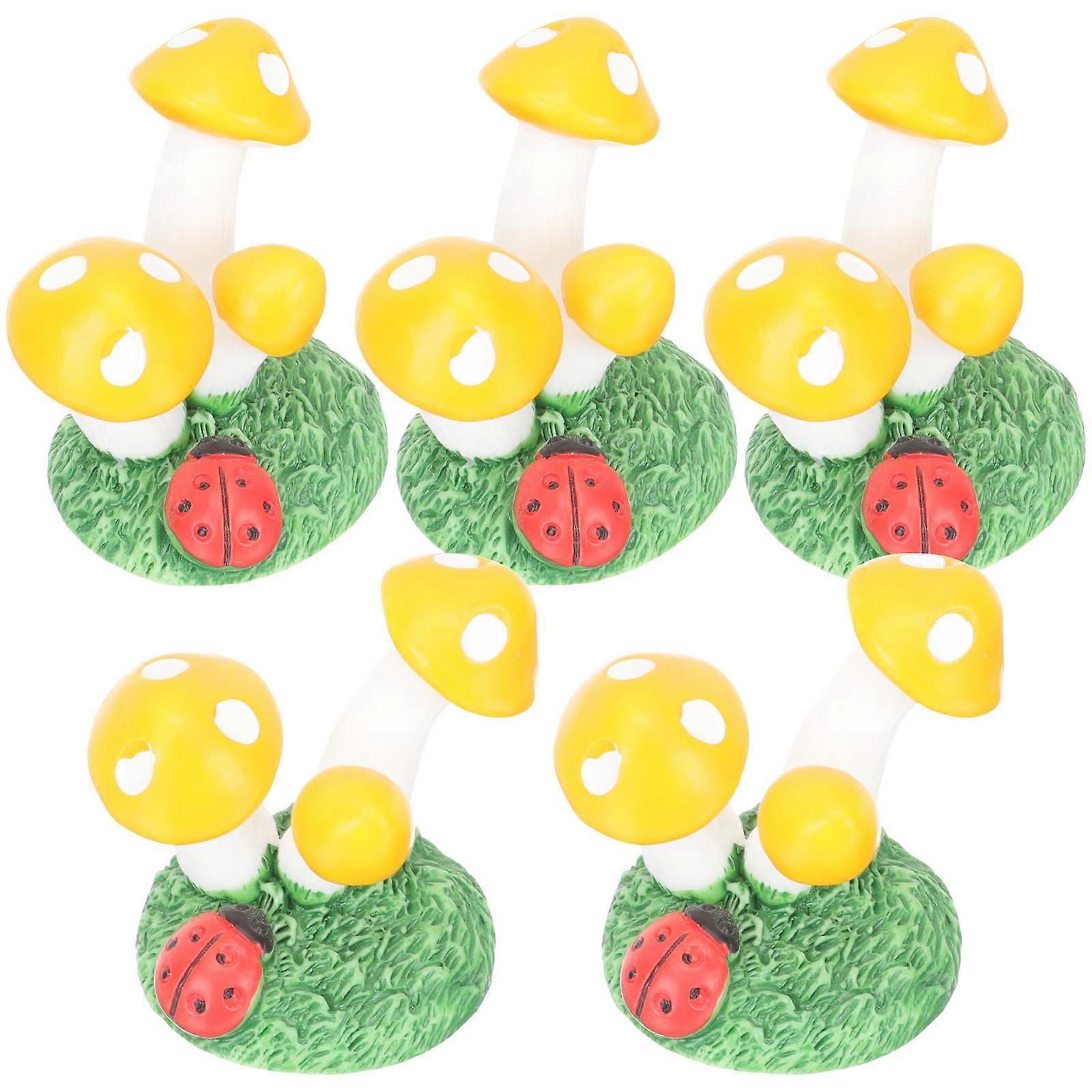 Mushroom Ornament Resin Craft for Decoration 15Pcs Yellow Arrangement