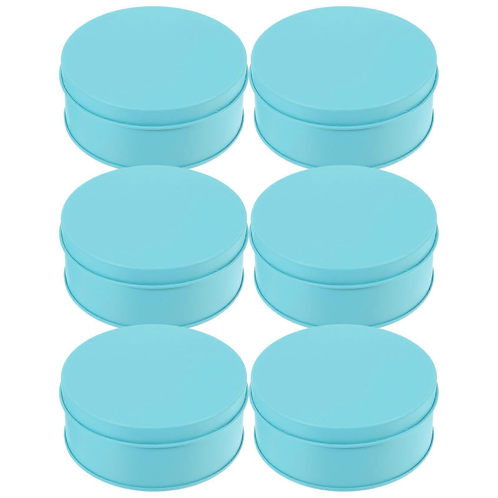 Tinplate Cookie Tins Round Container for Candy Storage 12Pcs Sky-Blue