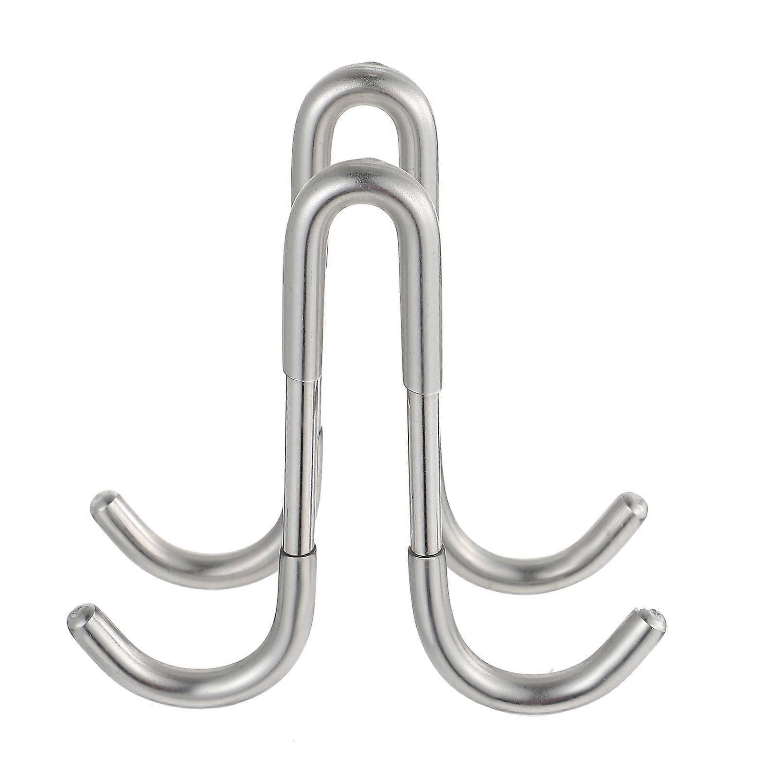 Silver Double Sides Hanging Hook Over Door Hook for Bathroom 4Pcs