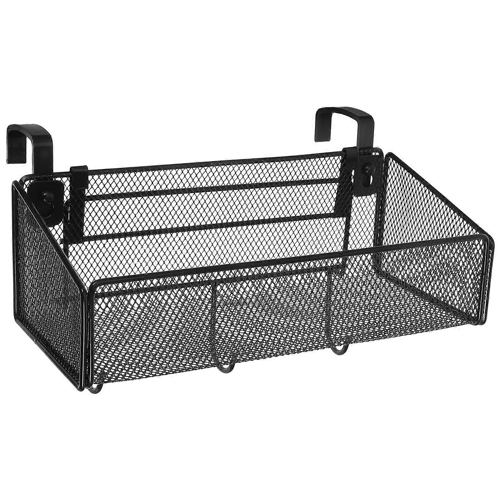 Bedside Storage Basket Metal Mesh Organizer with Hooks 5Sets for Dorm