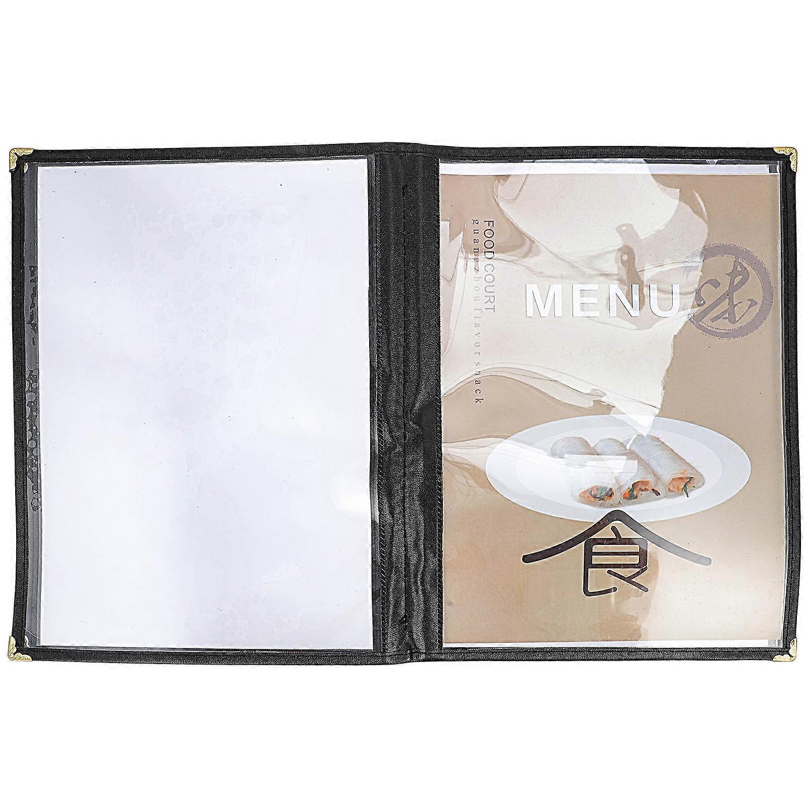 Durable PVC Binder Cover for 4Pcs Transparent Looseleaf Menu Folder