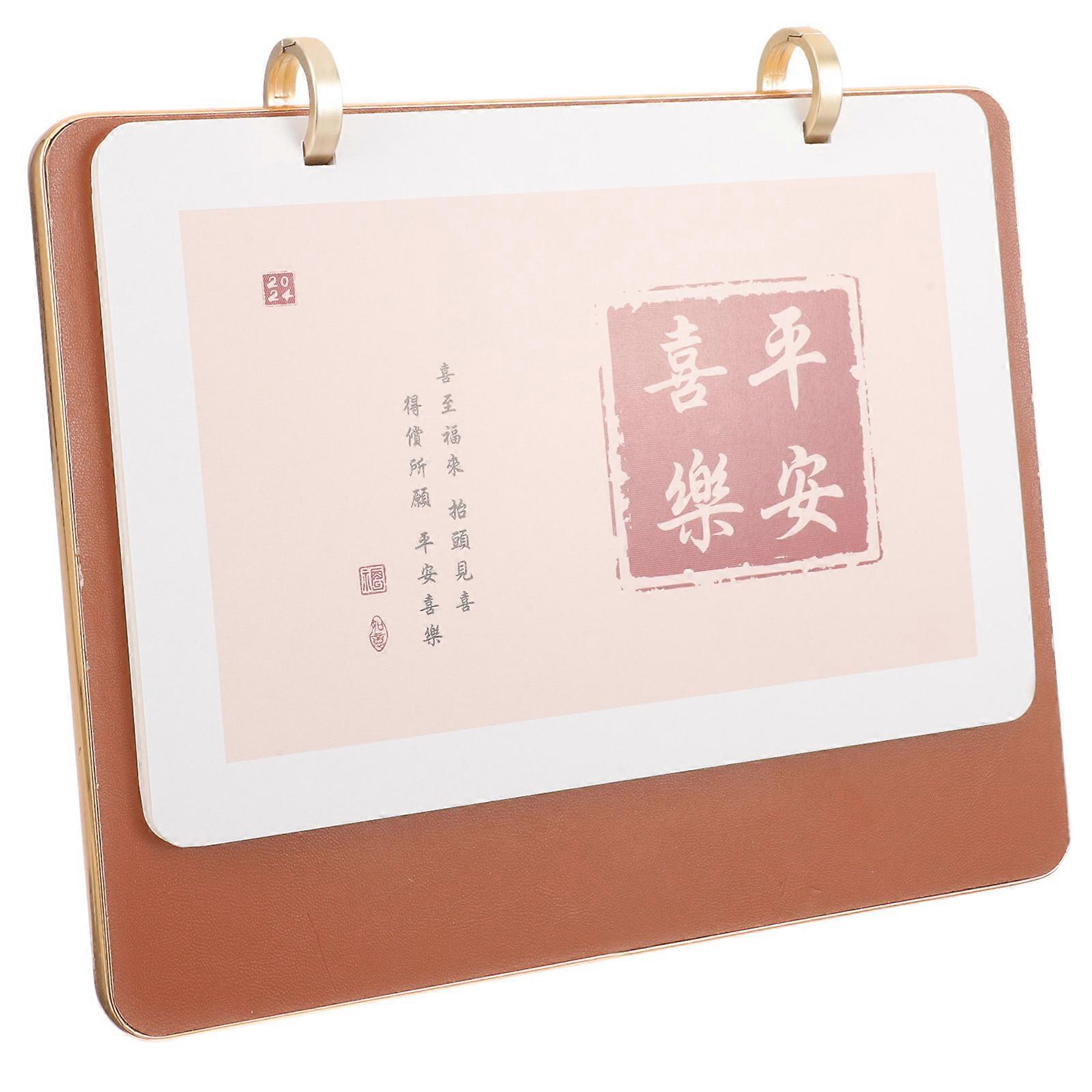 Monthly Desk Calendar Wood Base for Home and Office 4Pcs Set 2024