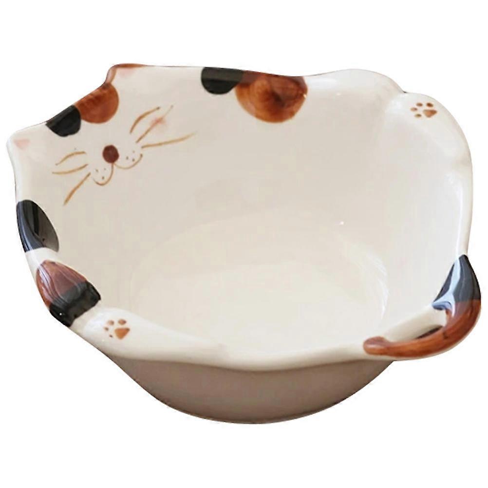 Food Bowl Ceramic Fruit Bowl for Serving Dishes 2Pcs Cat Pattern