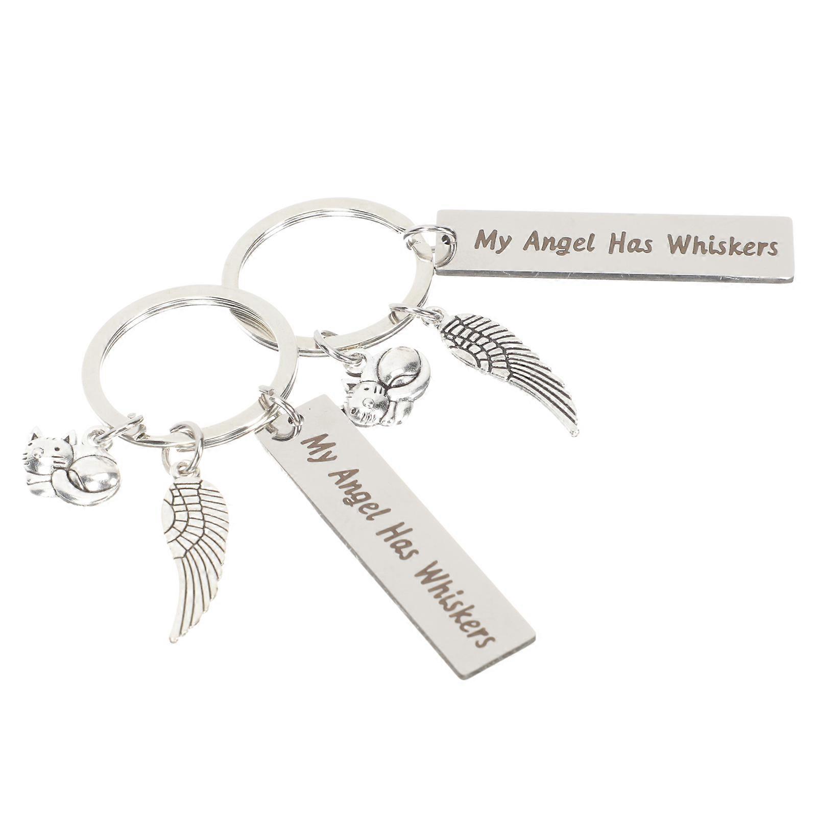 Metal Keychain Gift Giving 4 Pcs For Cat Owners Featuring Silver Color And Memorial Functionality