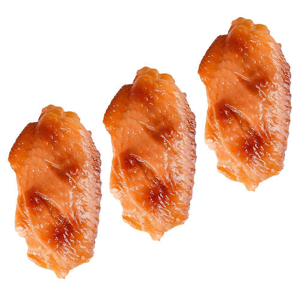 Lifelike Chicken Wing 3Pcs Brown Realistic Chicken Wing for Performance Use with PVC Material