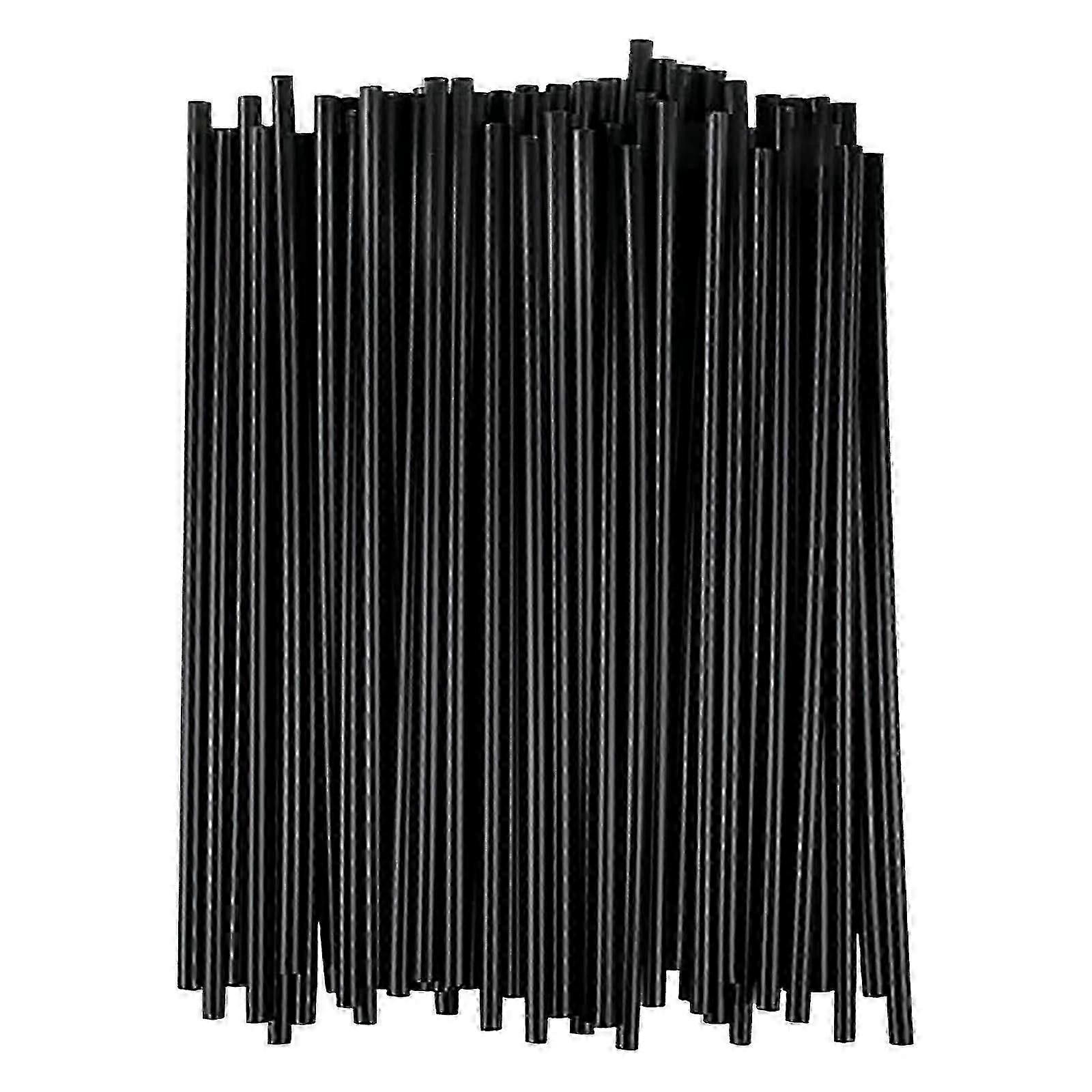 500pcs Disposable Plastic Straws Black Thin Cocktail Drinking Tubes 0.3x13cm