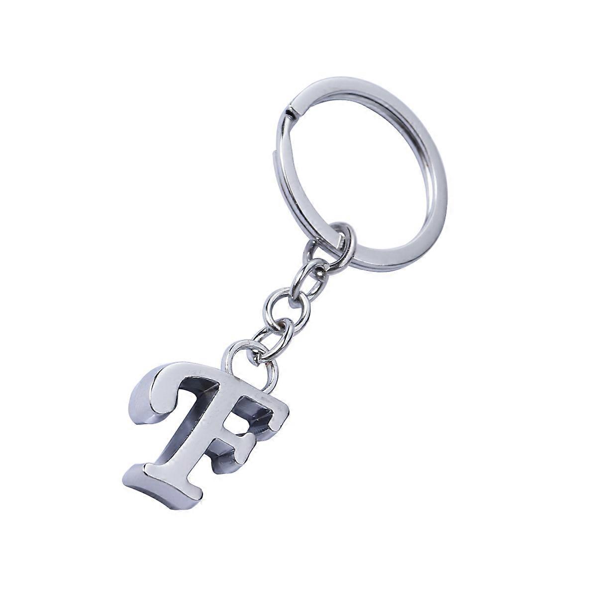 Alphabet Keyring Alloy Letter Keychain for Key Holding with Silver Pendant F