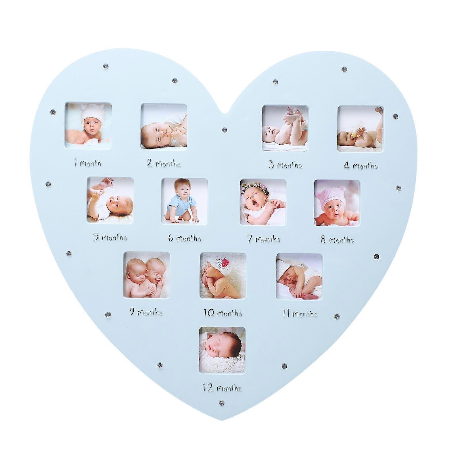 Infant Growth Frame Heart for Baby Growth Record 1Pcs Blue