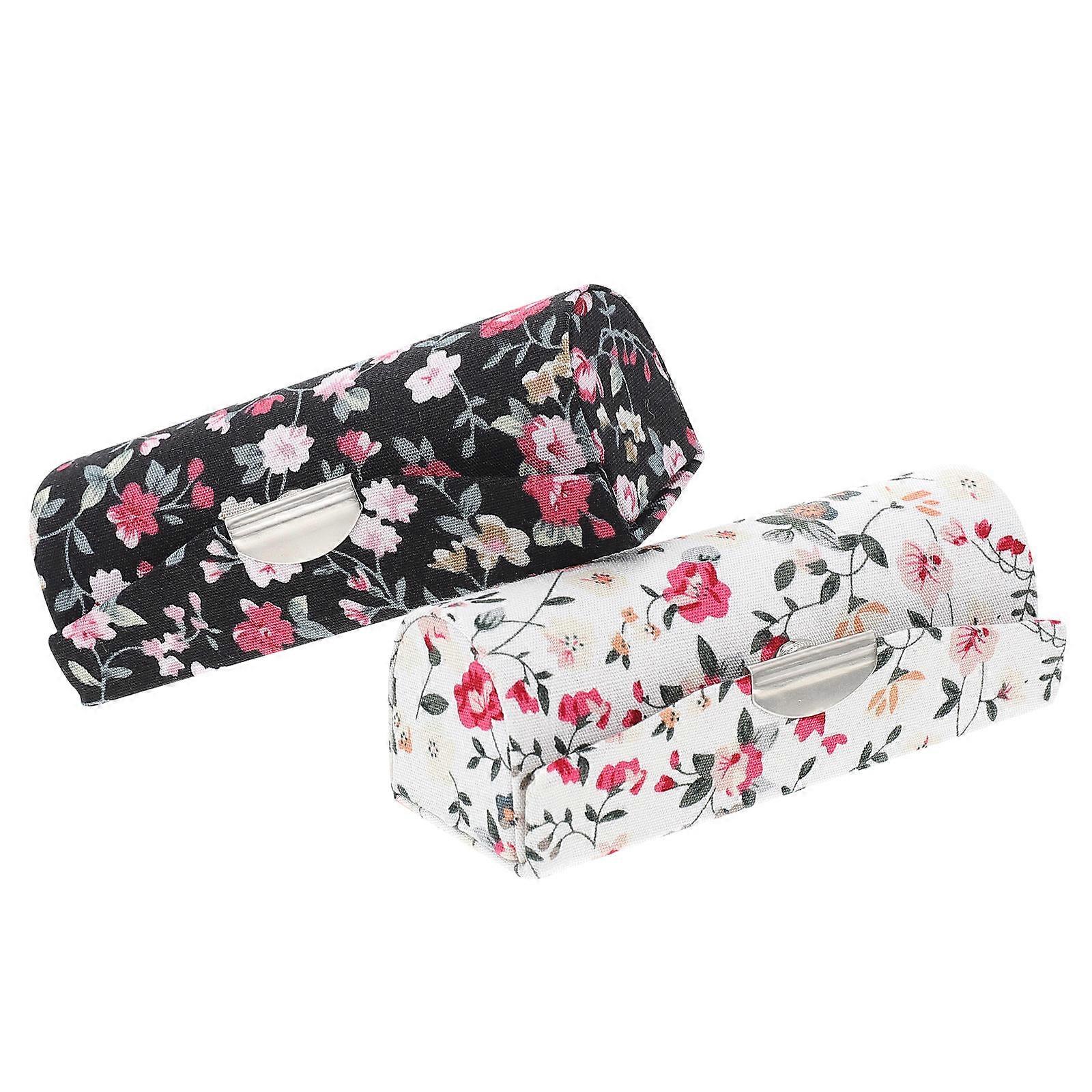 White Lipstick Case Holder for Storage Use 2Pcs Cloth Lip Gloss Storage Boxes