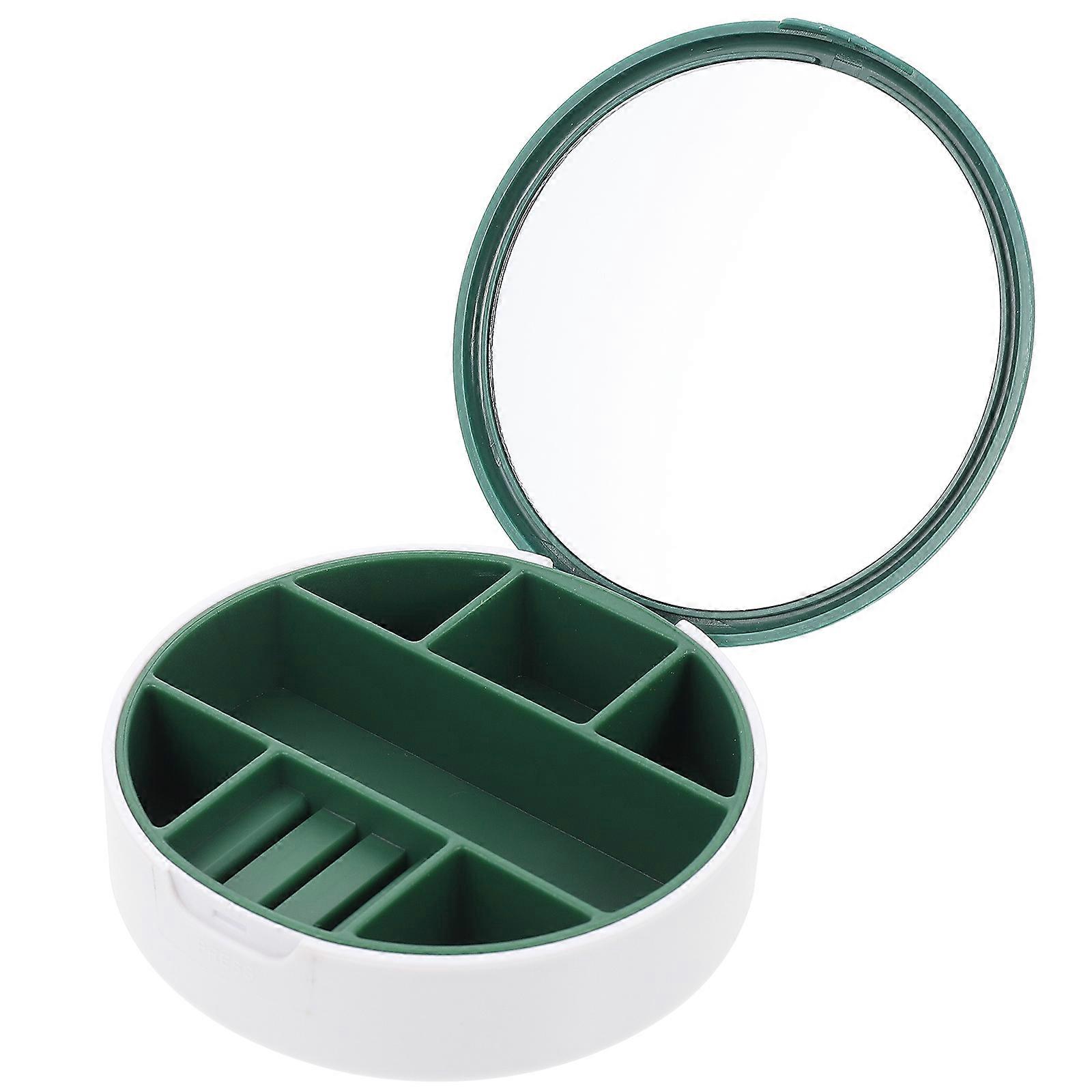 Jewelry Box Portable Plastic Round Multi-Grid Container for Storage 3Pcs