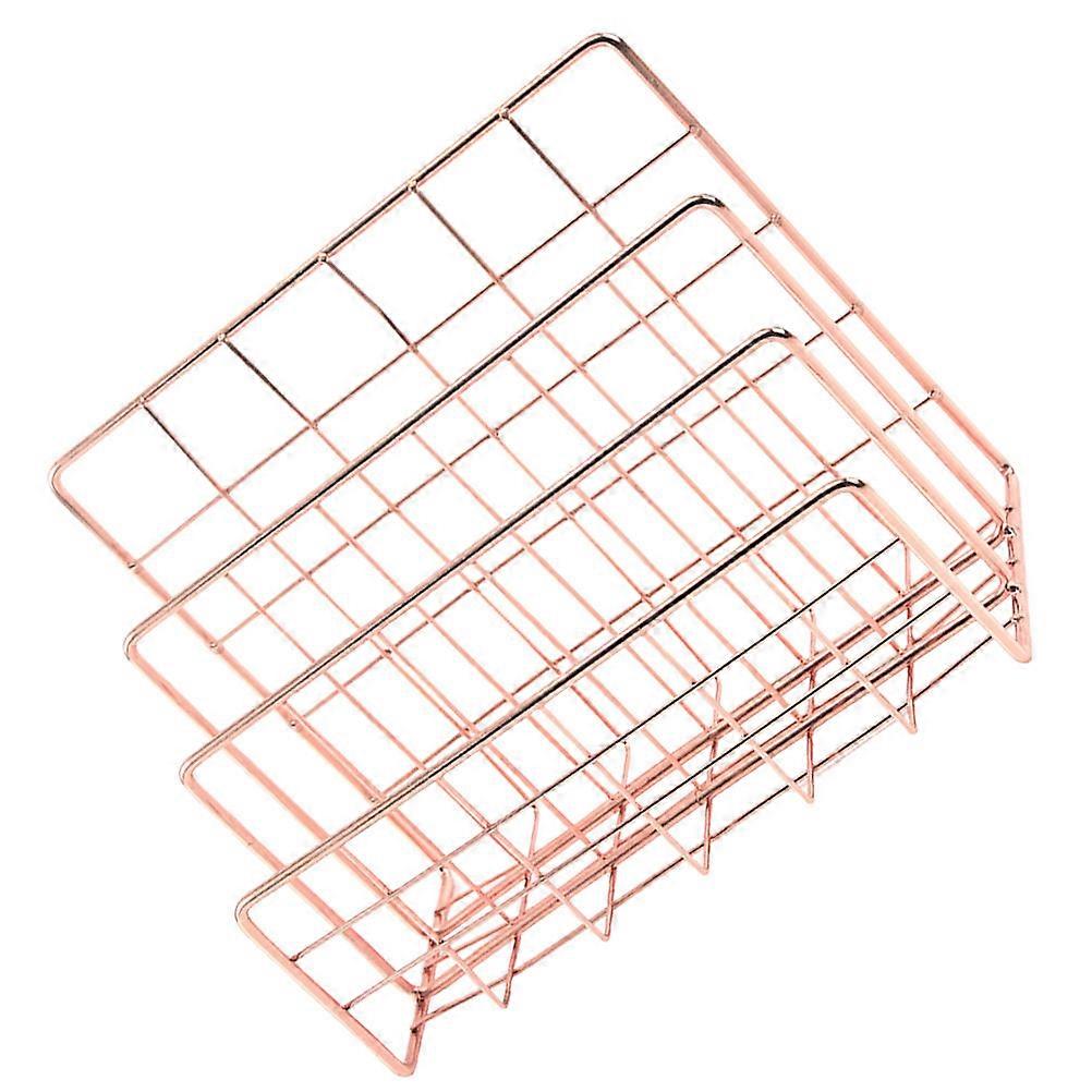 File Document Organizer Iron Rack Desktop for Storage 2Pcs Golden