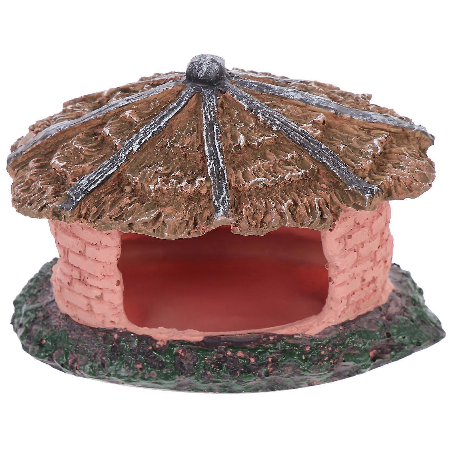 Lizard Hiding Cave Resin Cottage Model Adornment for 5Pcs Reptiles Shelter