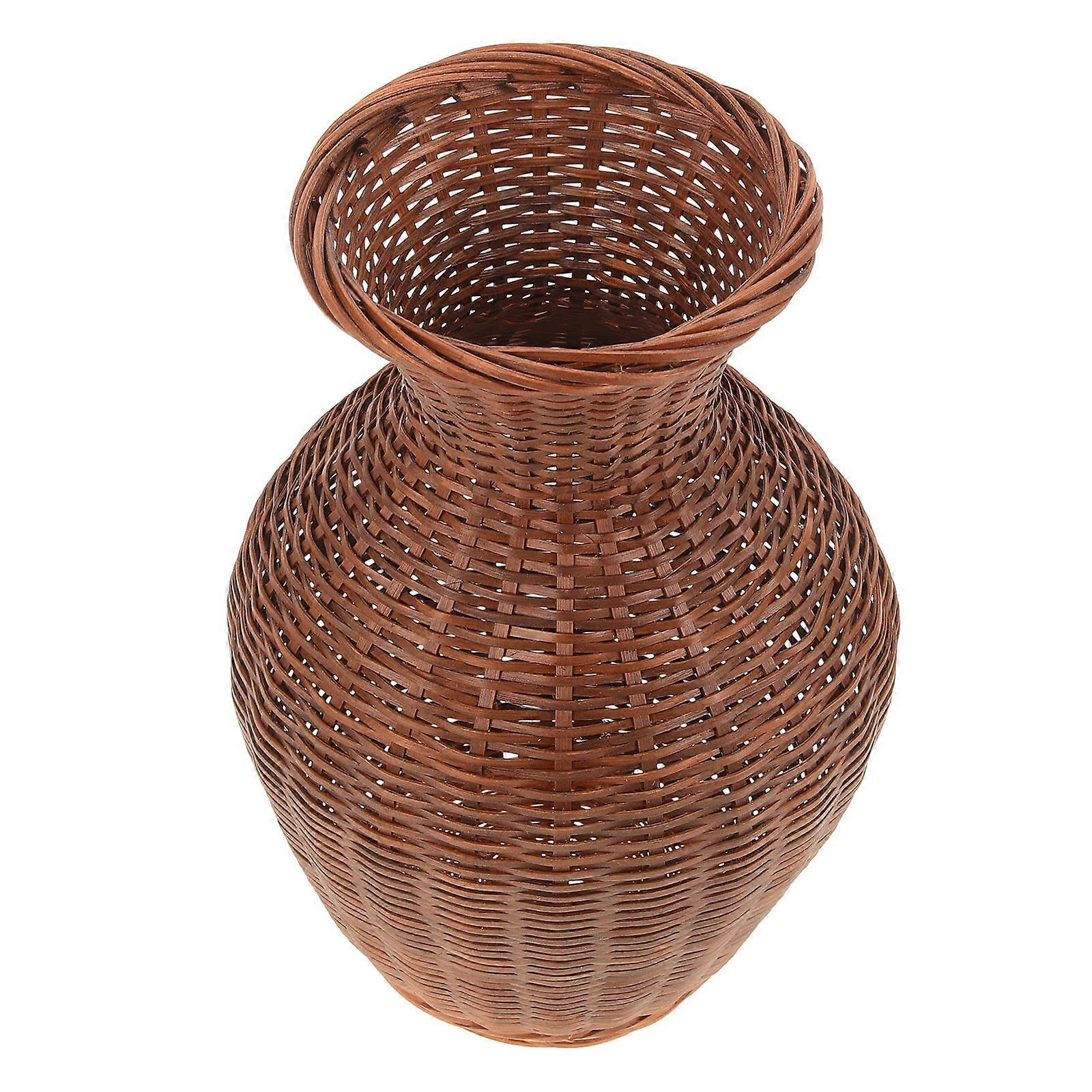 Woven Bamboo Vase for Decorative Use with 4Pcs Rustic Flower Holders