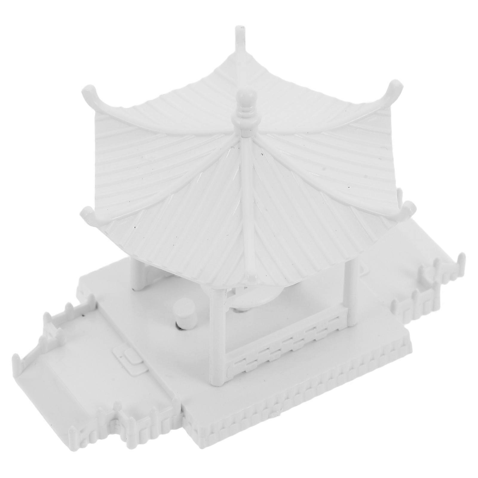White Miniature Pavilion for Bookshelf Decor 2Pcs DIY Model with Craftsmanship