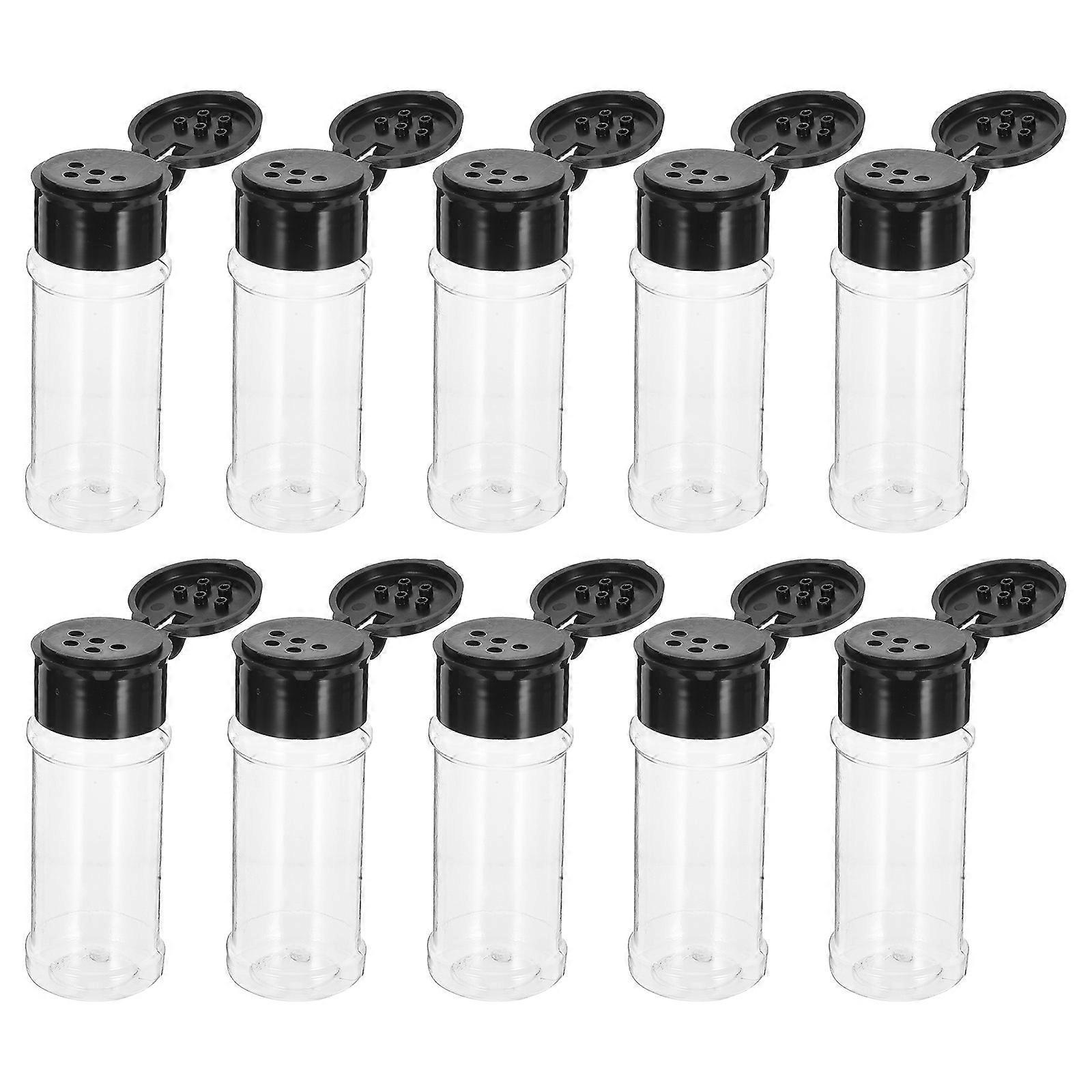 Clear Plastic Seasoning Jars with Black Lids for Kitchen Use 90Pcs