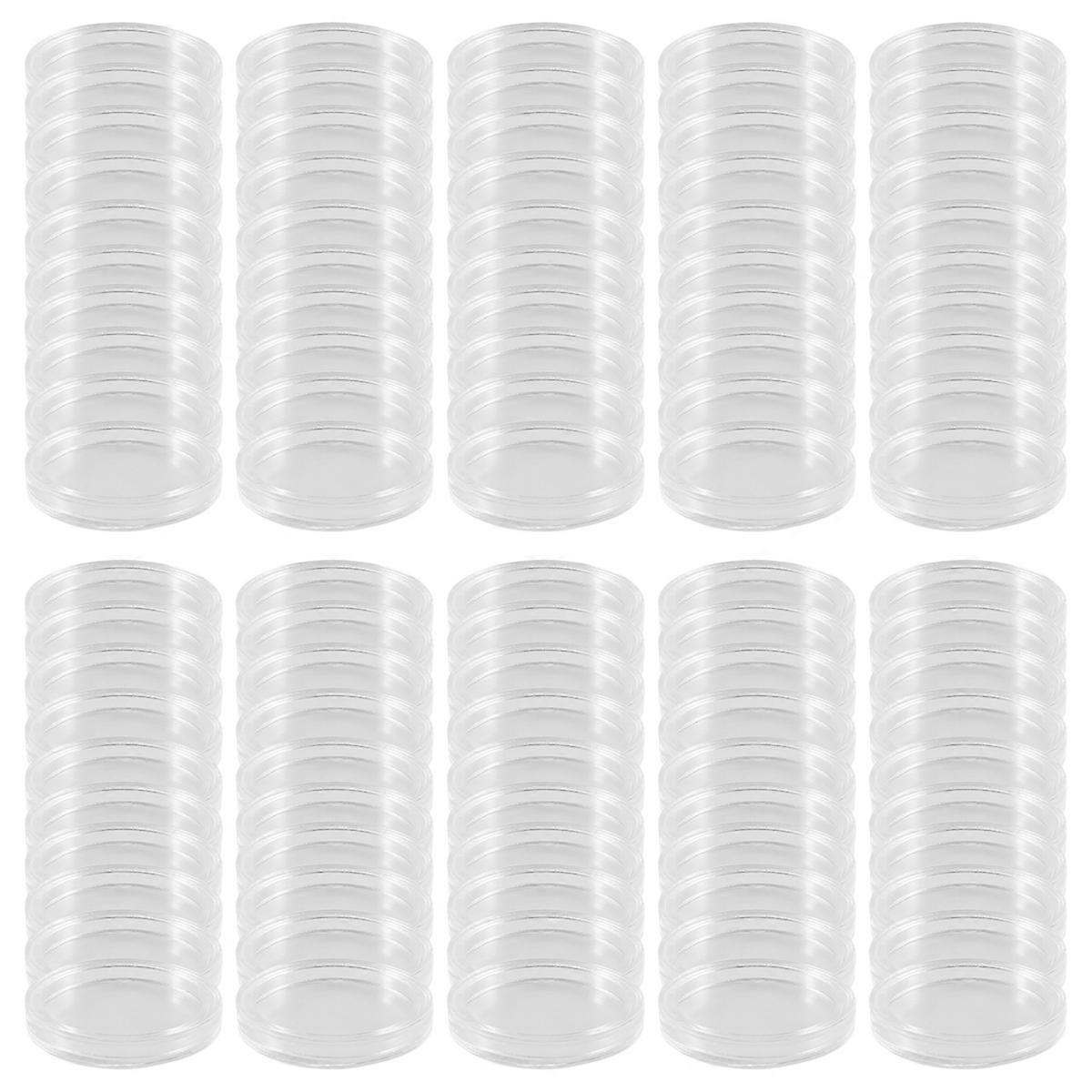 100Pcs 21mm Round Clear Plastic Coin Holder Capsules Box Storage Clear Round Display Cases Coin Hold