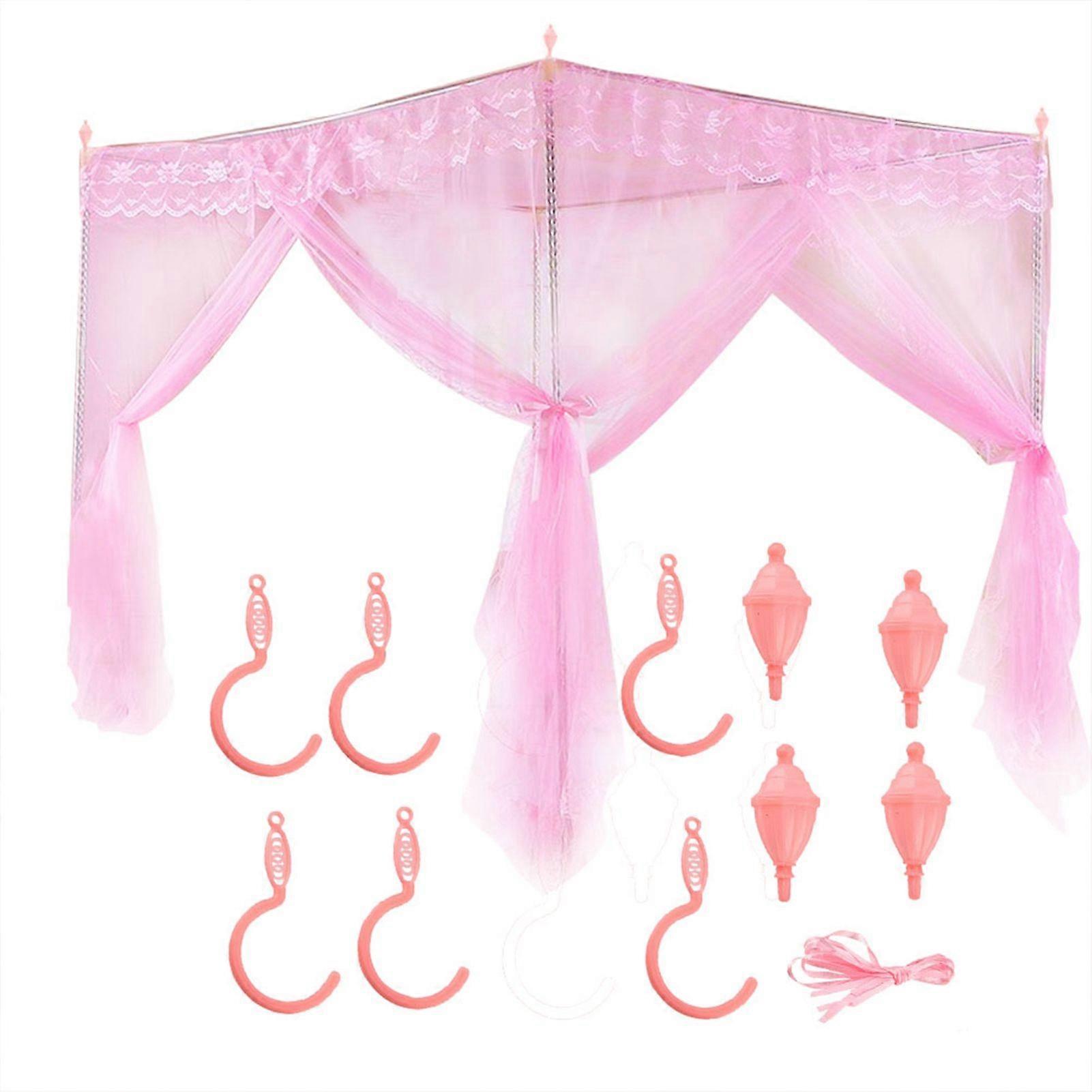 Luxury Princess 3 Side Openings Post Bed Curtain Canopy Netting Mosquito Net Bedding (S)