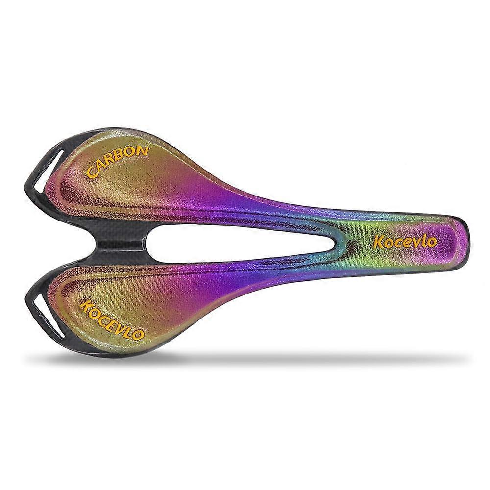 Bike Seat Full Carbon Fiber And Leather Saddle For Road And Mountain Bikes, Cushion, Carbon Bicycle Part, Multicolor