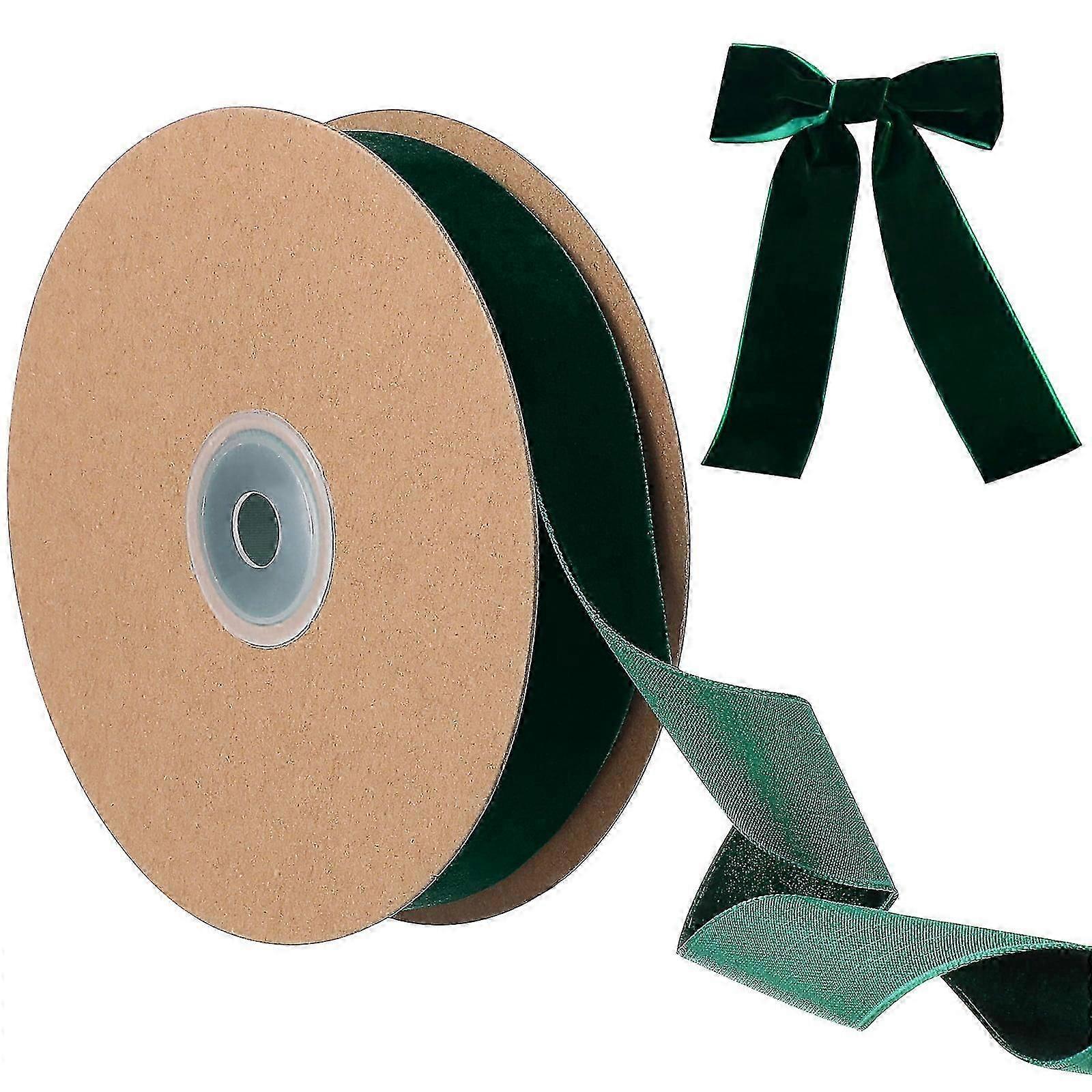 Dark Green Non-Elastic Ribbon Roll for Gift Wrapping and DIY Home Decor Projects