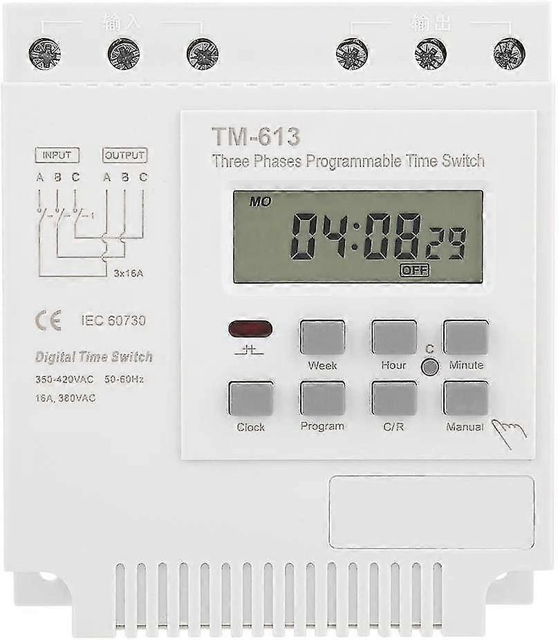 Tm-163 Programmable Time Relay 380v/50-60hz 16a Weekly Relay Power Timer Switch Three Phase Timer Switch Smart Digital Clock