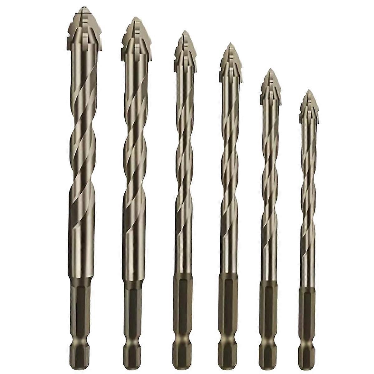 6Pcs/Set Four Flute Sawtooth Drill Bit for Glass Tile Concrete Metal Drilling Tools High Performance Drill Bit 4-12mm