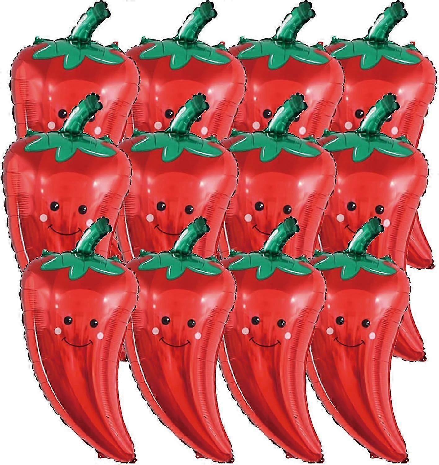 12個のインフレータブルチリバルーンチリ型ホイルバルーン、チリペッパーデコレーション、チリクックオフバルーンデコレーション