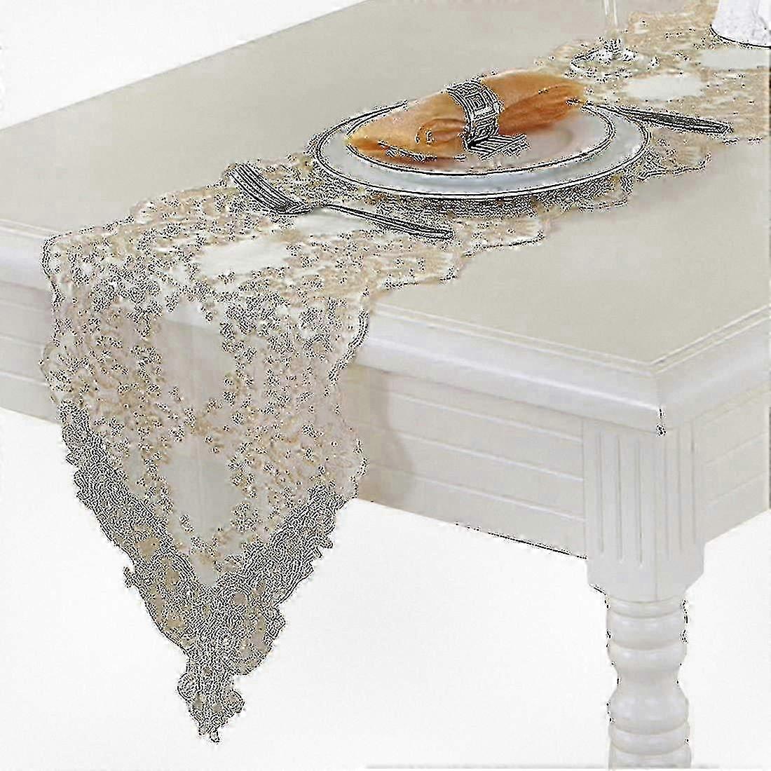 Elegant European Style Premium Easy Care Lace Embroidery Table Runner for Table Decoration, Suitable for Various Styles (30 X 70 Cm)