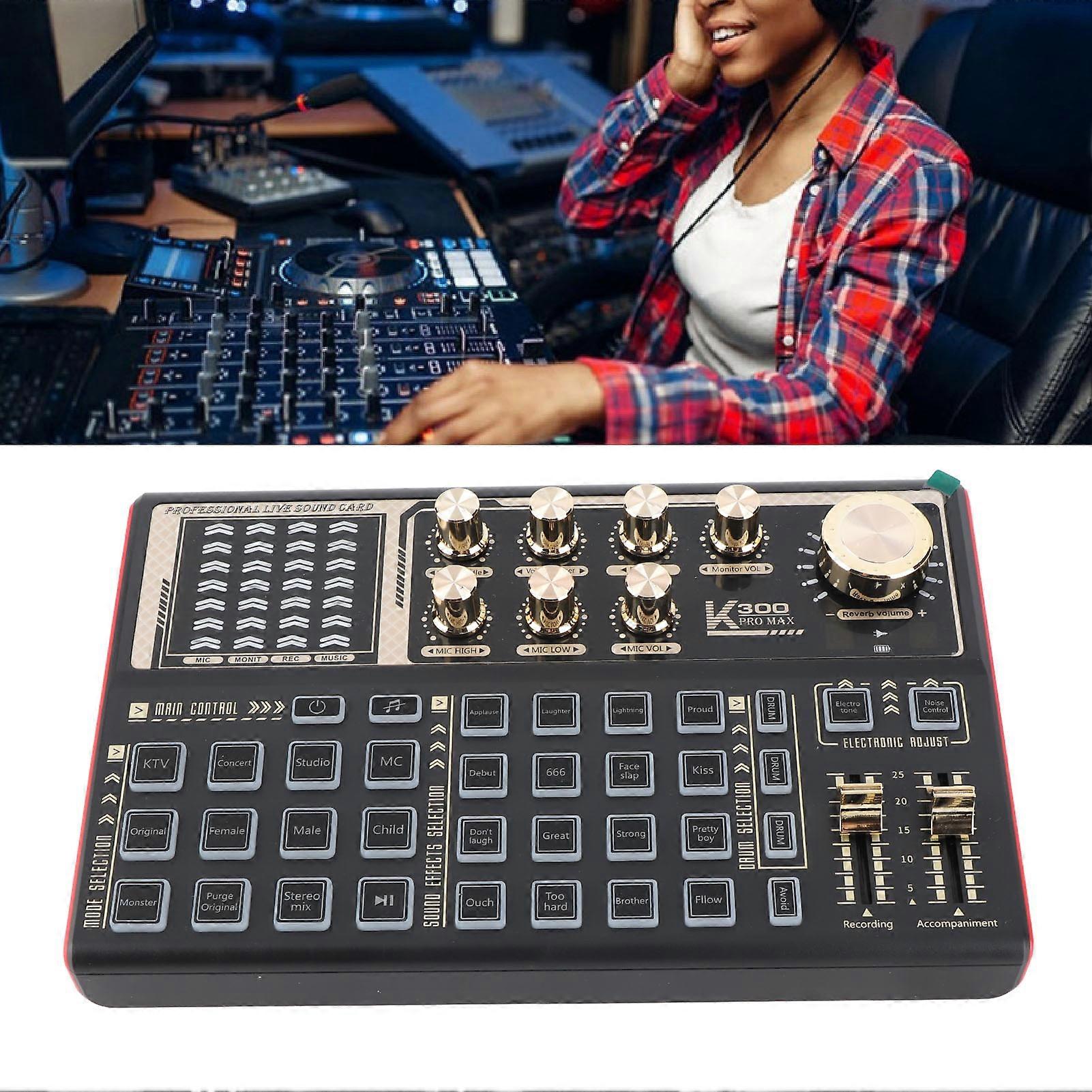 Live Sound Card Board Multifunction Professional Portable Sound Mixer Voice Changer for Live Streaming Recording Accompaniment 