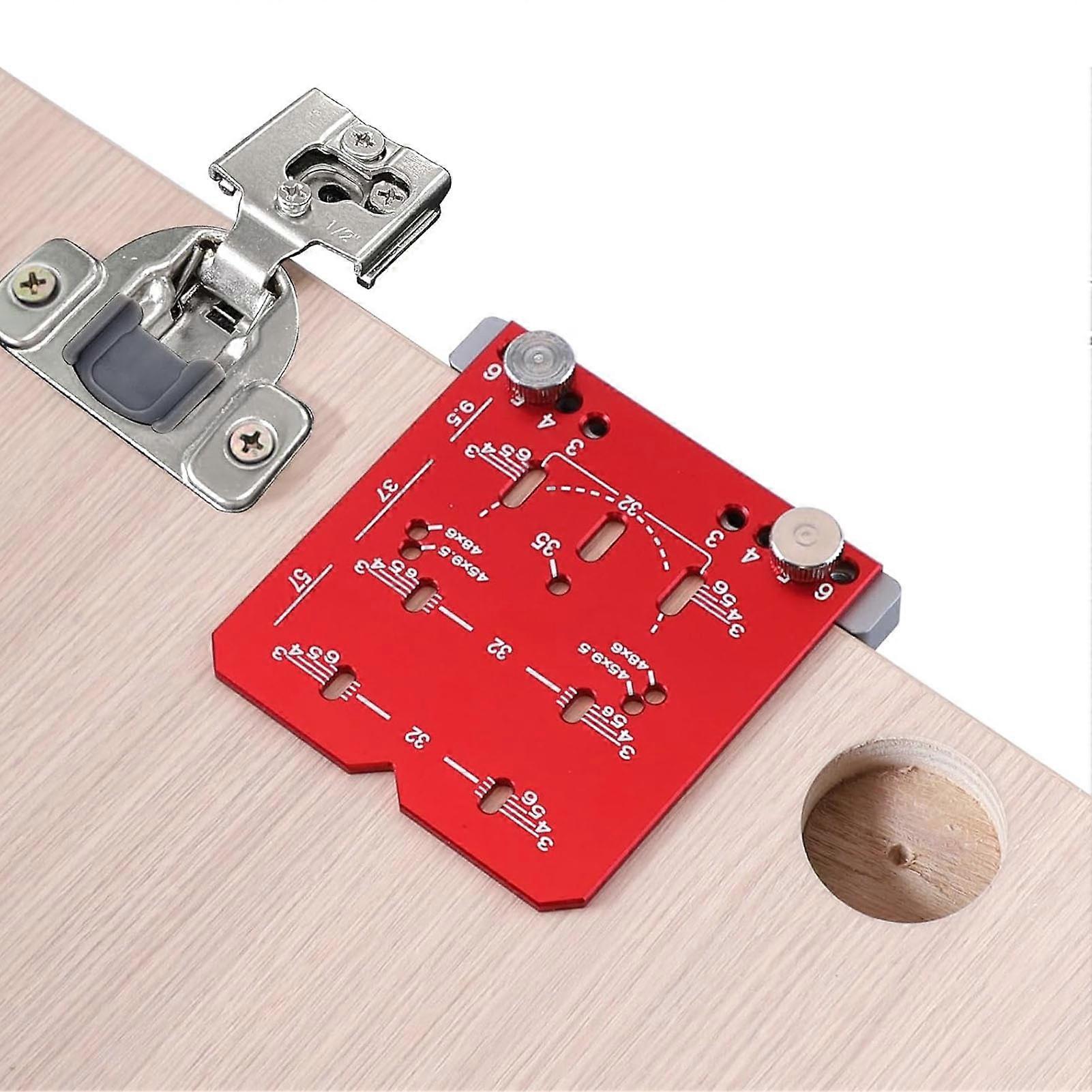 Hinge Positioning Ruler Red Color 35mm Adjustable Aluminium Alloy Cabinet Hardware Jigs Tool 