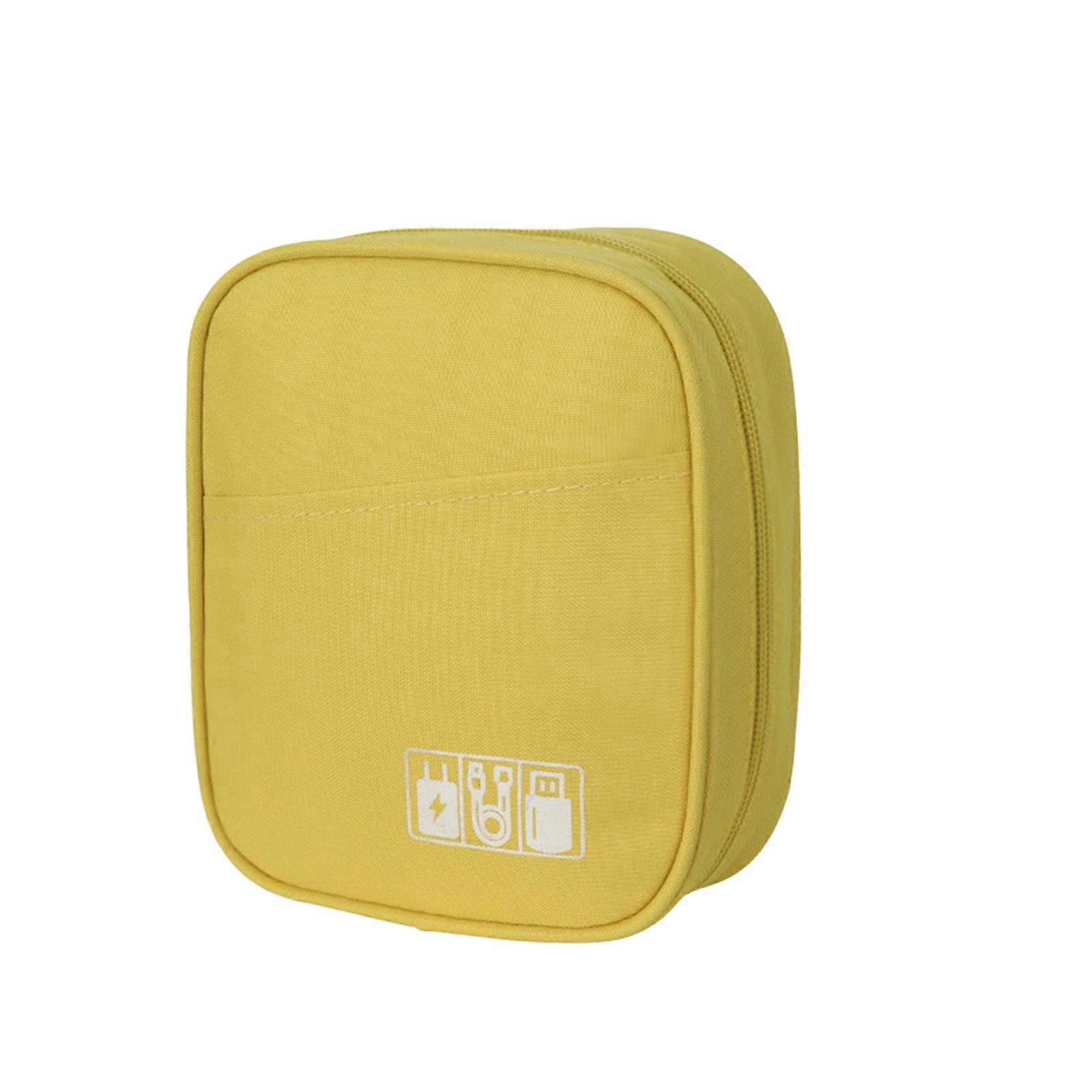 Multipurpose Cable Organizer Bag With Multiple Compartments Practical Oxford Fabric For Travel Office And Daily Use  Yellow