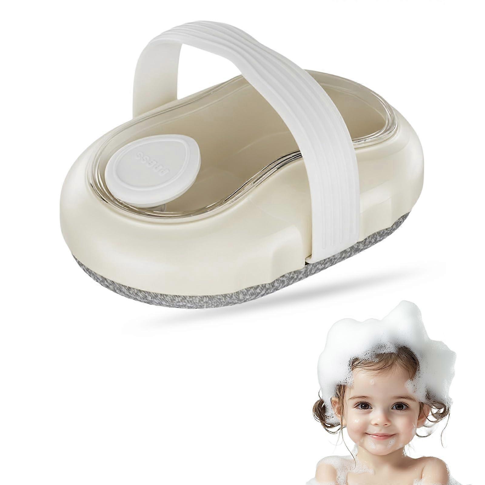 Silicone Body Scrubber With Loop Handle Soap Dispenser NonSlip White Shower Cleansing Brush