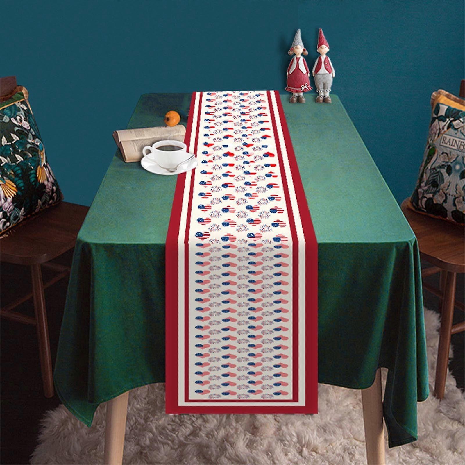 Giyblacko 4th of July Table Runner, Patriotic Stripes with Wired Edge, Flag Design for Independence Day, Craft Decoration