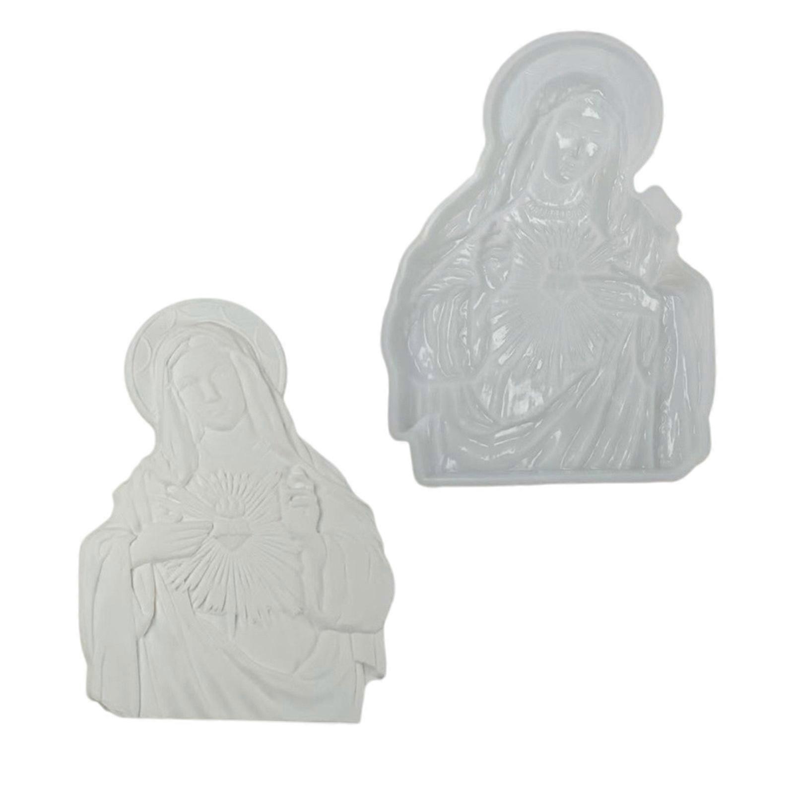 Silicones Immaculate Heart Mother Sculpture Mold For Safe DIY Catholic Decors And Artistic Resins Creation Decoration Multicolor