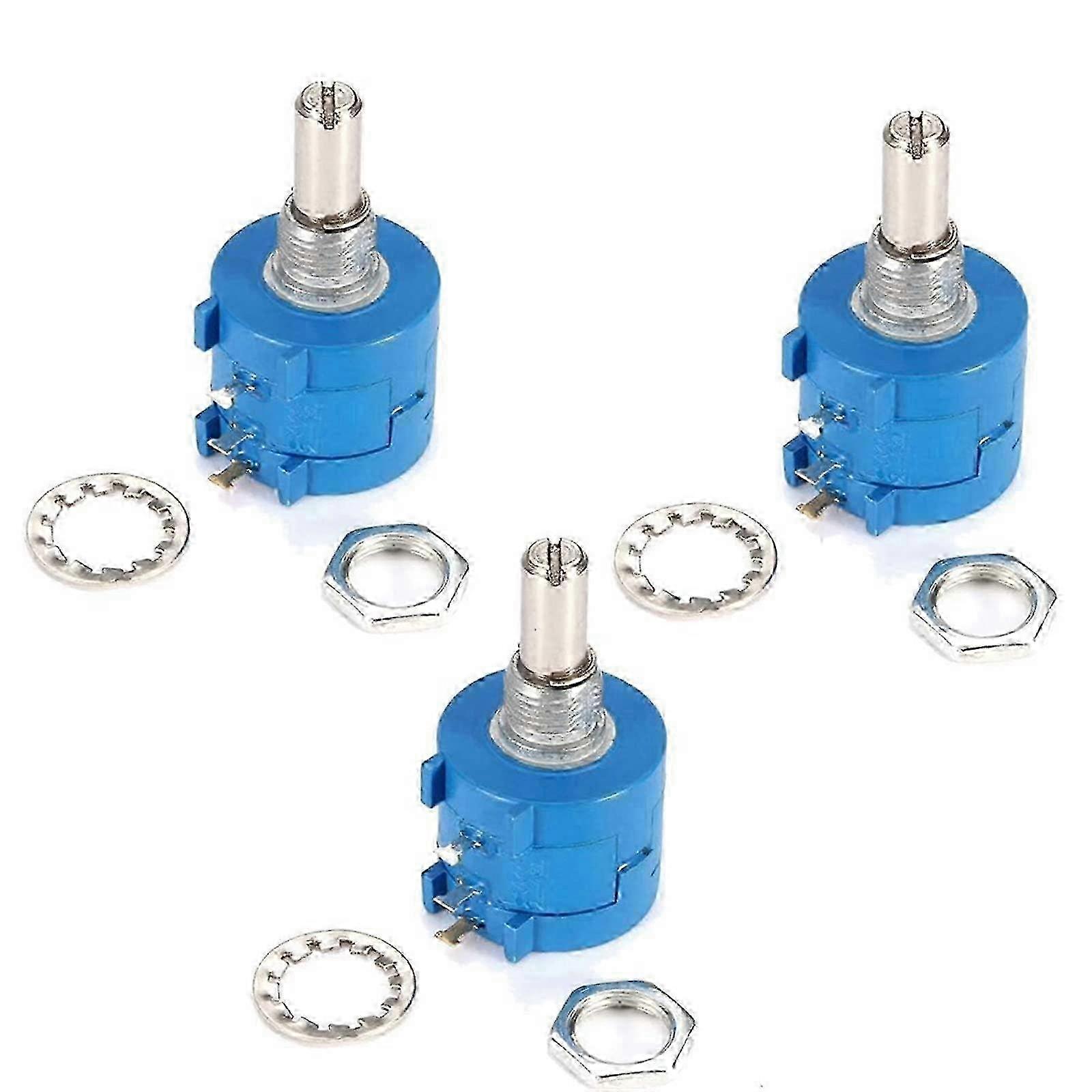 Precision Multi-Turn Potentiometer 2 Pack - 500 Ohm to 100K Ohm Range, 10 Ring, 50K Ohm Size - for 3590S-2-103L