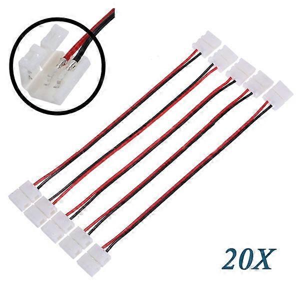 20X LED PCB Connector Adapter 2 Pin for 5050 Monocolor and RGB Strip 8mm wide