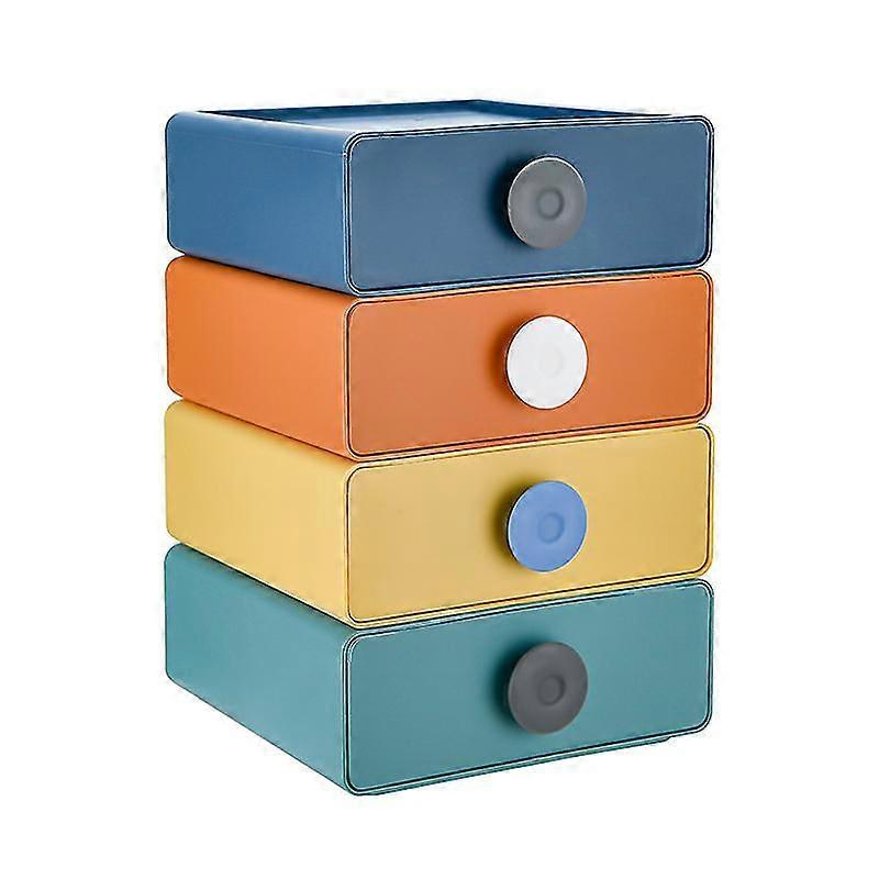Set Of 4 Plastic Stackable Desk Organizer Drawers, Bathroom, Desk