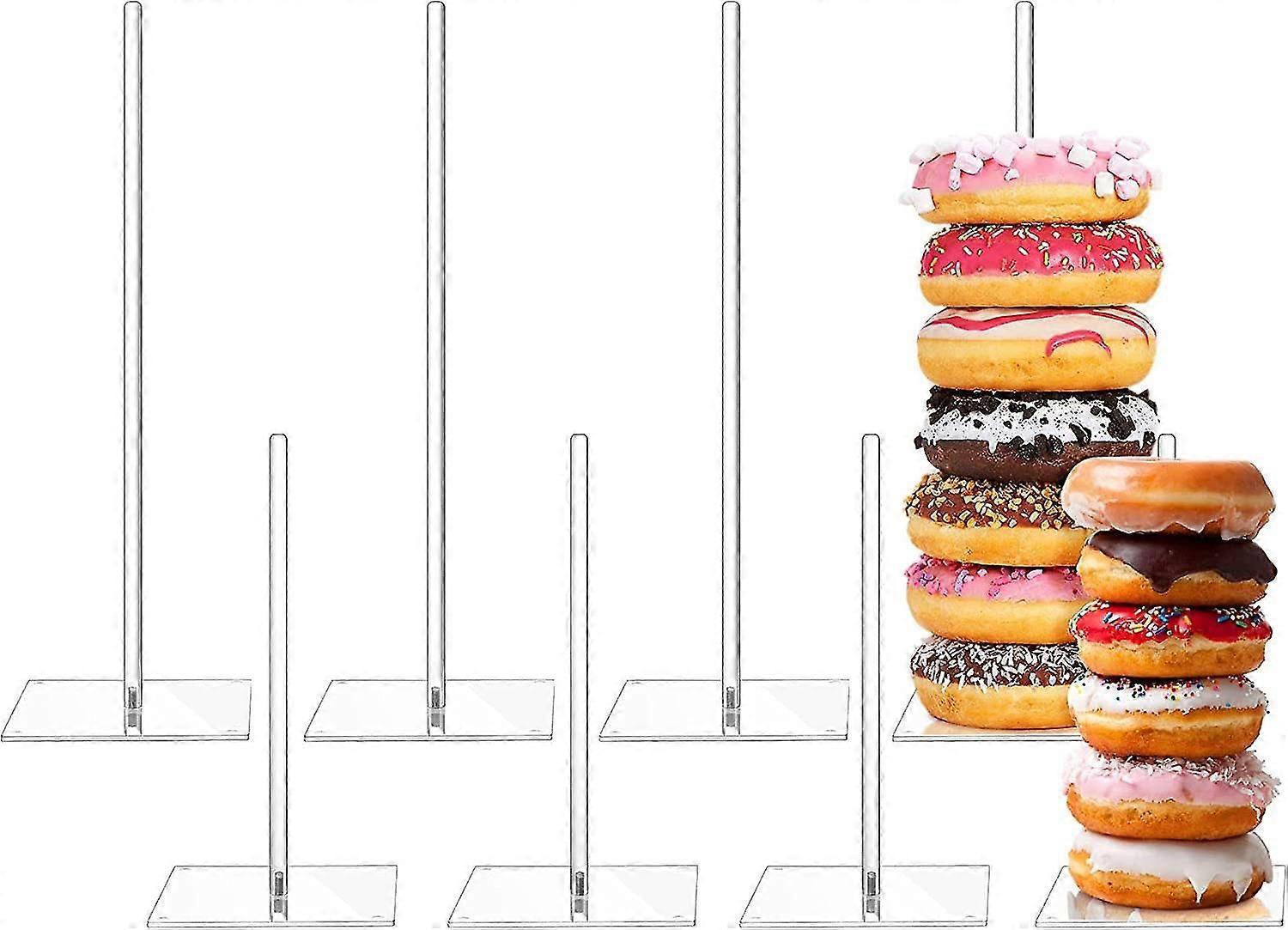 8 pièces Acrylic Donut Stand Table Clear Donut Bagel10 pouces et 15 pouces