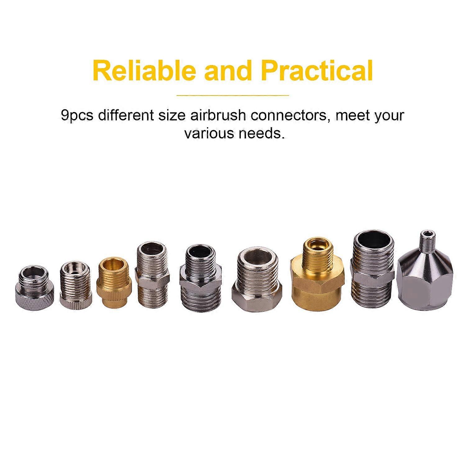 9pcs Airbrush Adapter Kit Multi-Size Fitting Connector Set for airbrush air hose Compatible with Bad