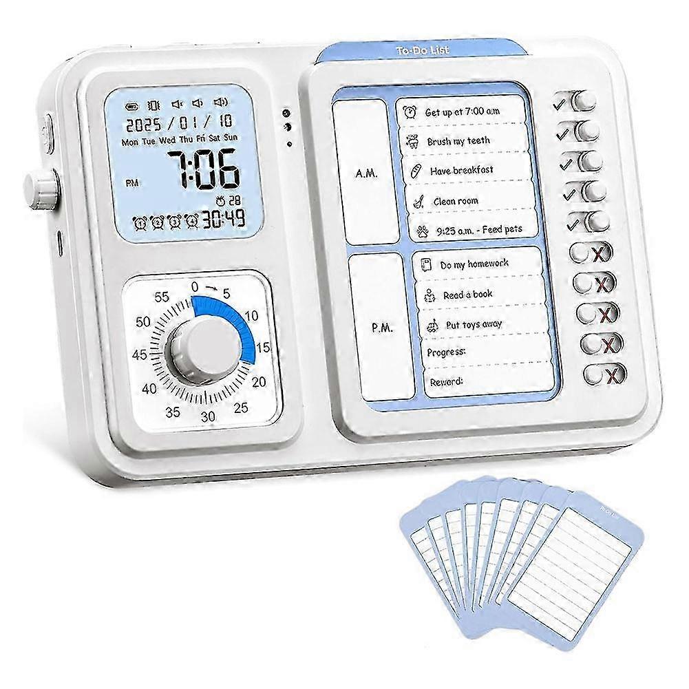 Visual Timer & ADHD Tool for Kids Adults, Task Timer with Chore Chart Board, Visual Schedule for Kids with AutismWhite SZRH