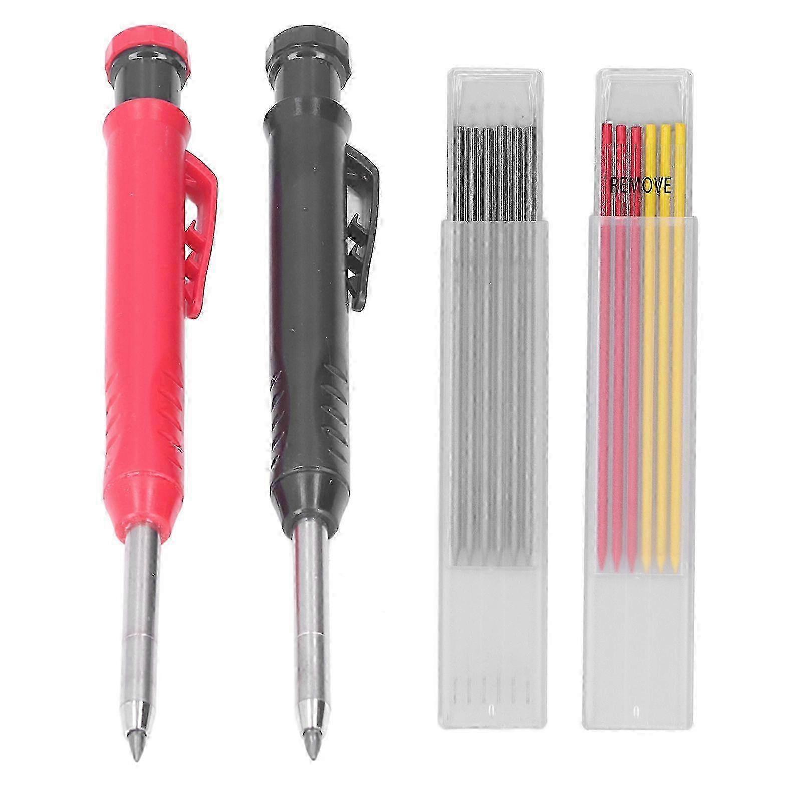 14Pcs Carpenter Pencil Marker Tool Set Kit with Red, Black, Yellow Refills for Woodwork