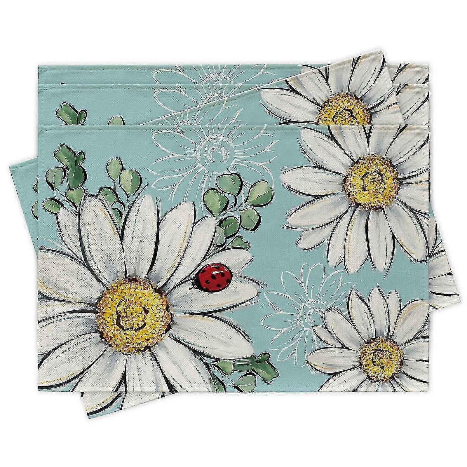 Set of 4 Daisy Placemats for Spring and Summer Table Decor