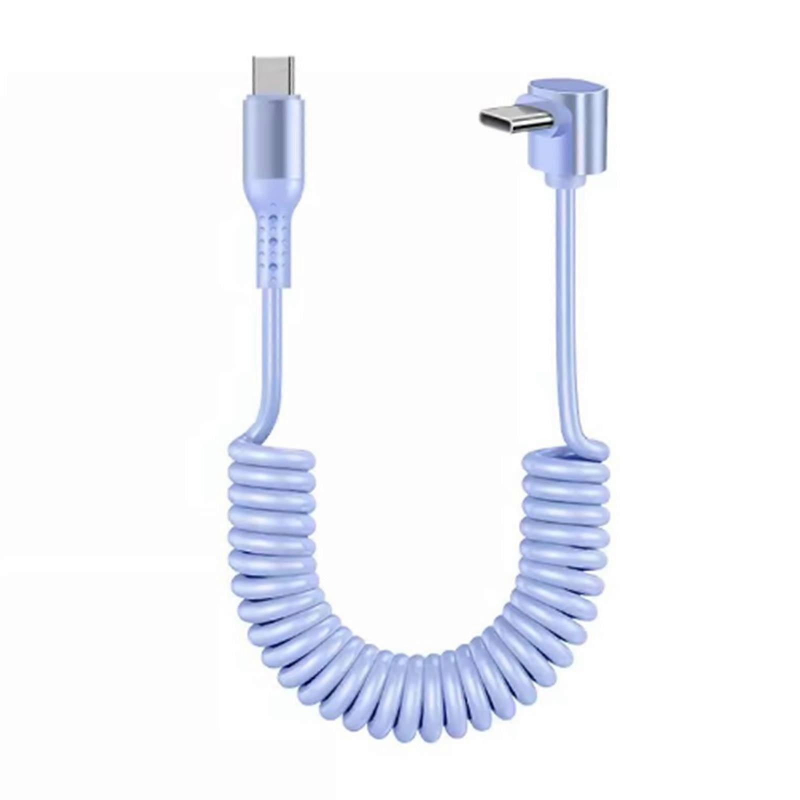 Coiled USB C To USB C Cable Flexible Length PD100W Fast Charging Data Transfer For Phone Tablets Power Cord Data Line  Purple