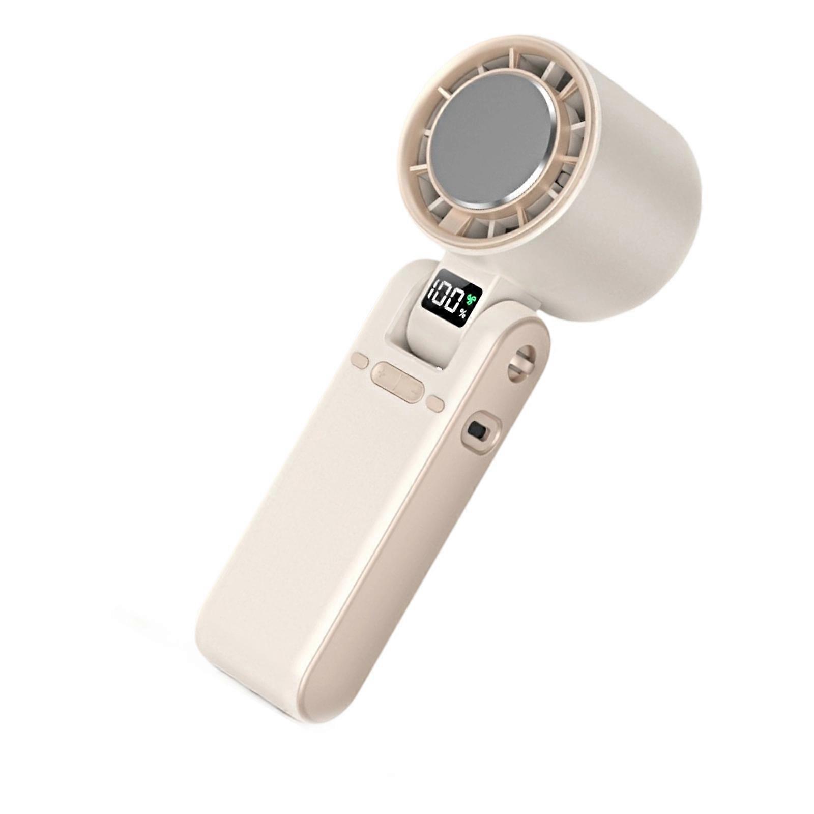 Multifuntional LED Display Fan Efficient Cooling Quiet Powerful Fan with Large Battery ABS Texture for Outdoor Travel  White