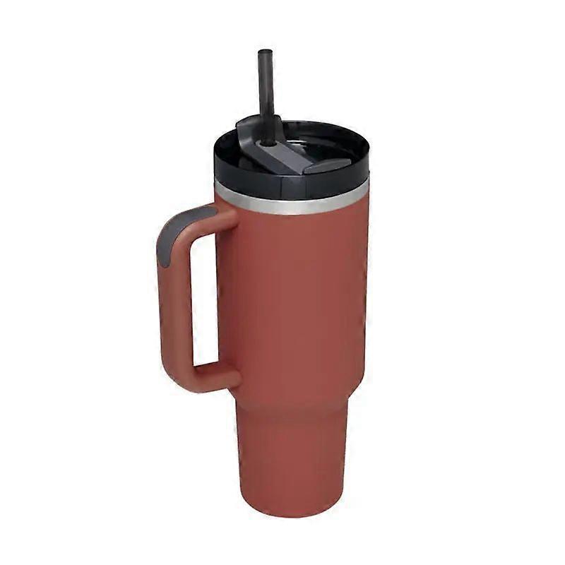 Second Generation Rust-Red 40oz First Generation 40oz Handle Car Mug 304 Stainless Steel Straw Insulated Mug Large Capacity Cold Keeping Mug