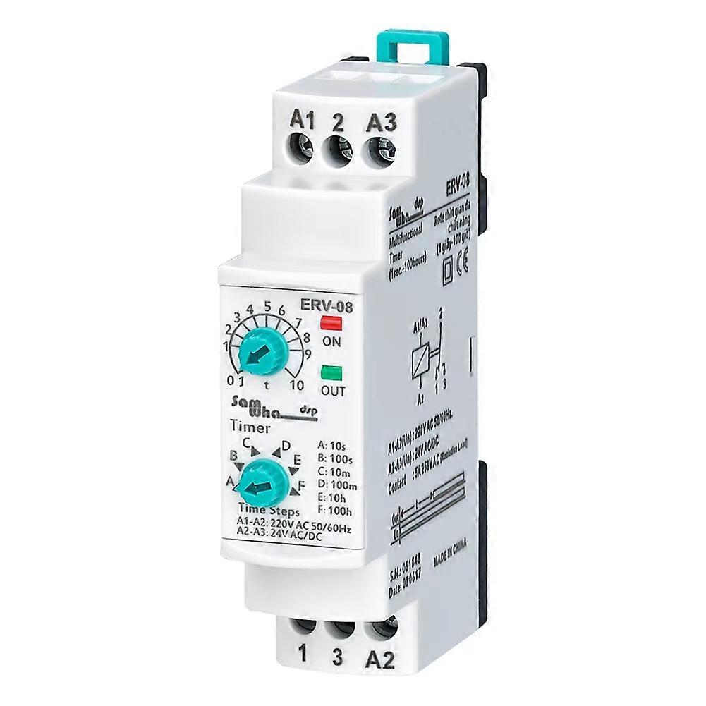 ERV-08 on Delay Multifunctional Time Relay Electronic Adjustable (0,1Sec.-100 Hours)for All Areas Requiring Time Control